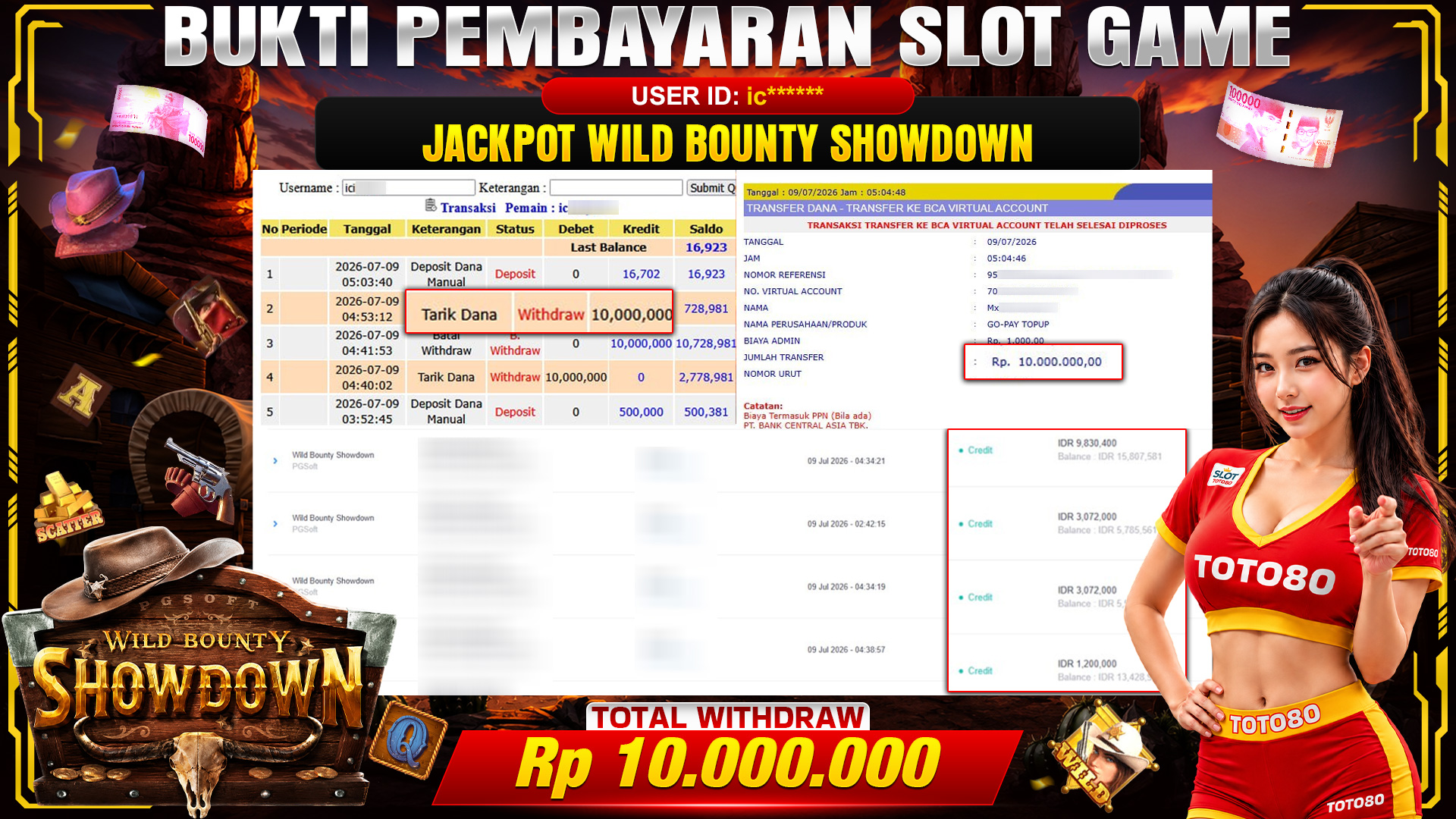💰🎉 TOTO80 – JACKPOT SLOT WILD BOUNTY SHOWDOWN  RP. 10.000.000,- TELAH DIBAYARKAN!💰🎉