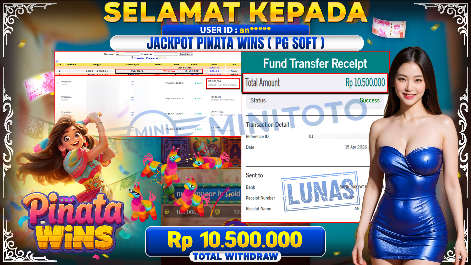 BUKTI JACPOT Pinata Wins - PGSoft