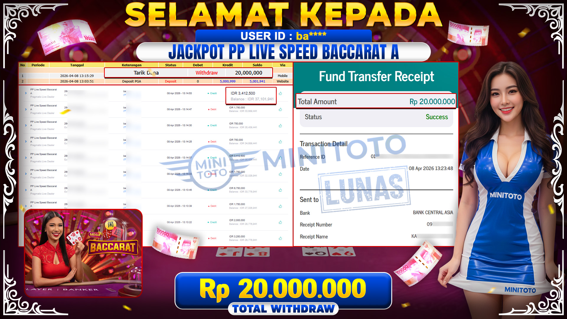 BUKTI JACPOT PP Live Speed Baccarat A