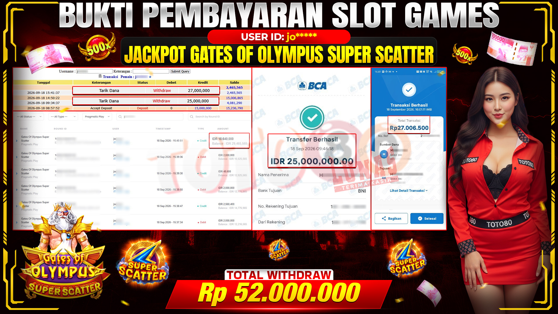 💰🎉 TOTO80 – JACKPOT SLOT GATES OF OLYMPUS  SUPER SCATTER  RP. 52,000,000,-  TELAH DIBAYARKAN!💰🎉