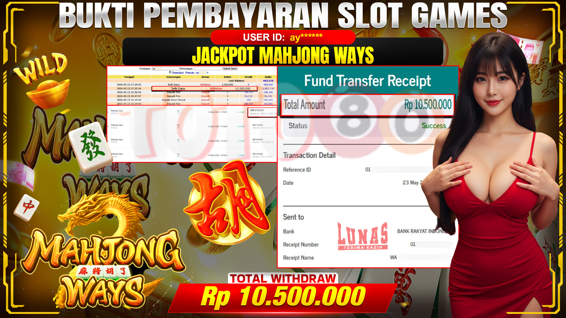 💰🎉 TOTO80 – JACKPOT SLOT MAHJONG WAYS  RP. 10,500,000,-  TELAH DIBAYARKAN!💰🎉