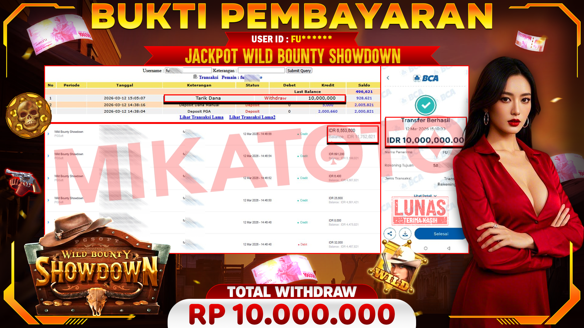🏆 SELAMAT KEPADA PEMENANG JACKPOT DI Wild Bounty Showdown - PGSoft 10,000.000🏆