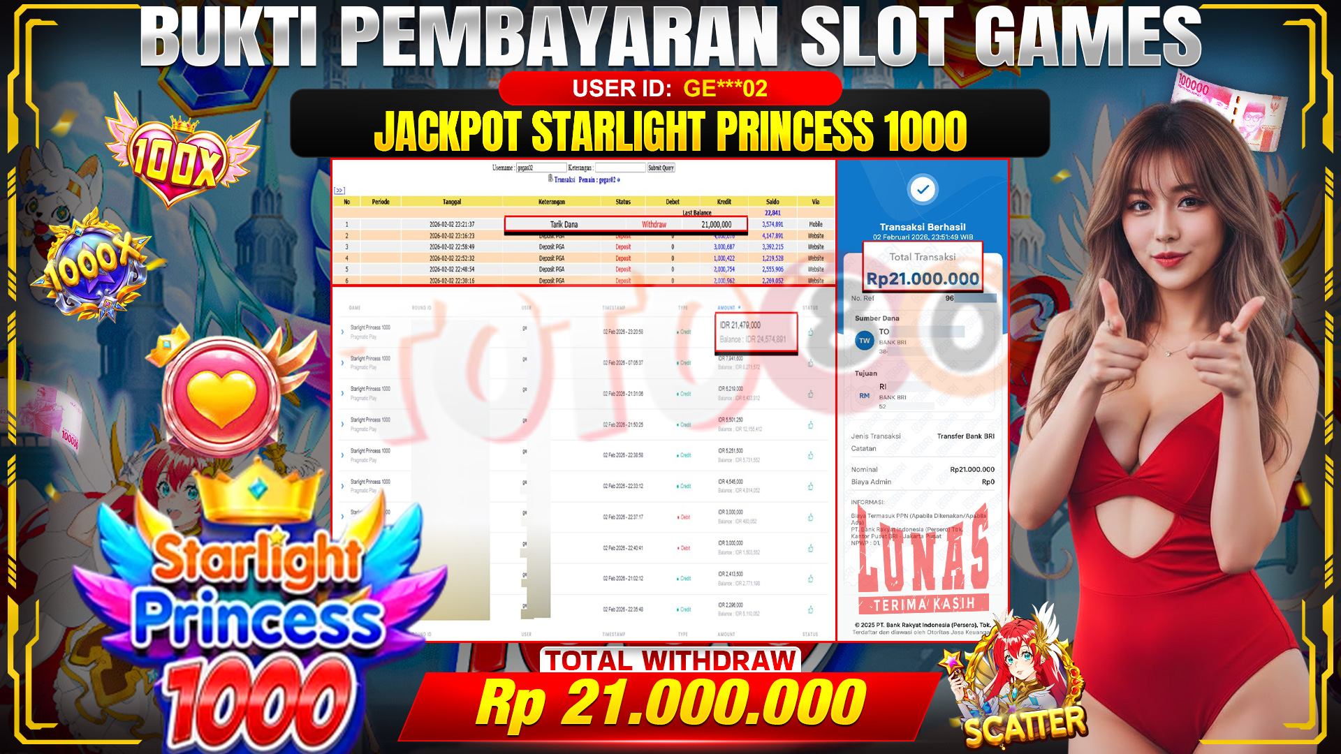 🎉 TOTO80 – JACKPOT SLOT STARLIGHT PRINCES 1000 RP. 21,000,000,- TELAH DIBAYARKAN! 🎉