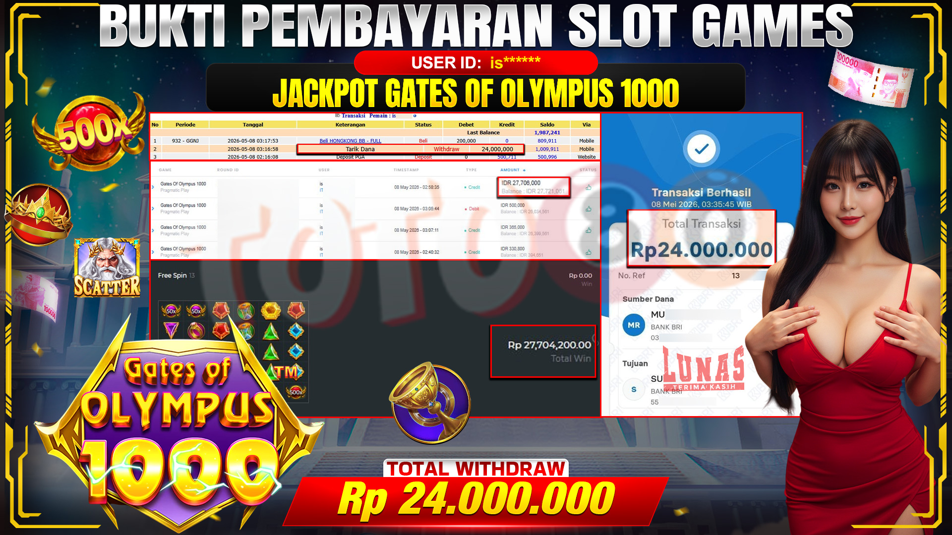 💰🎉 TOTO80 – JACKPOT SLOT GATES OF OLYMPUS 1000 RP. 24,000,000,- TELAH DIBAYARKAN!💰🎉