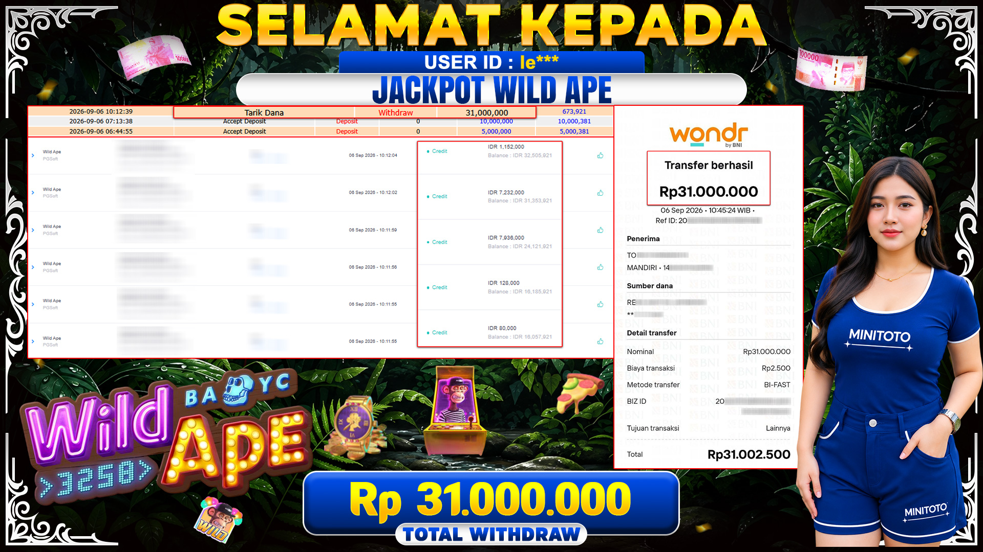 BUKTI JACKPOT WILD APE - PG SOFT