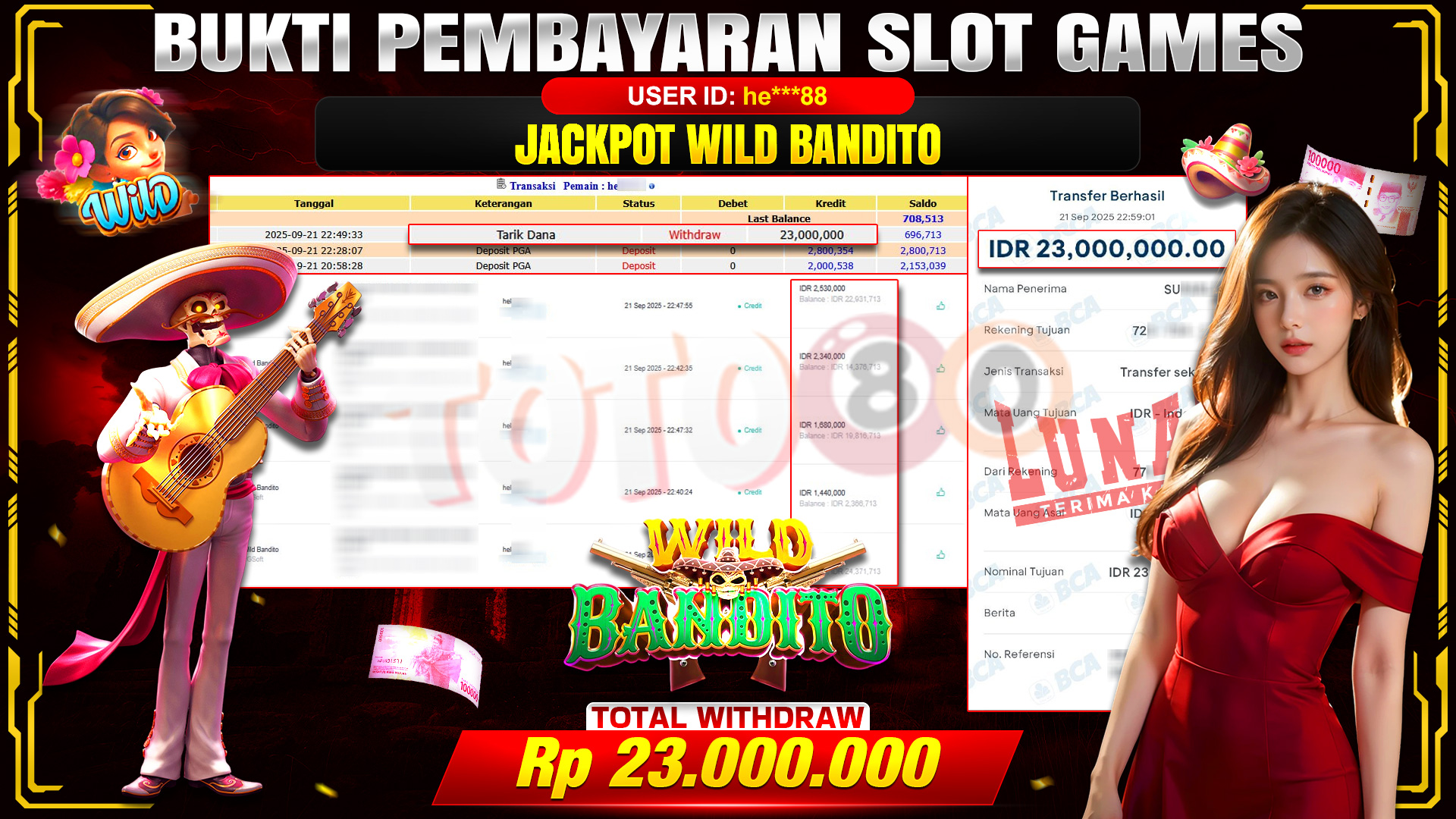 🎉 TOTO80 – JACKPOT SLOT WILD BANDITO  RP.23,000,000,- TELAH DIBAYARKAN! 🎉