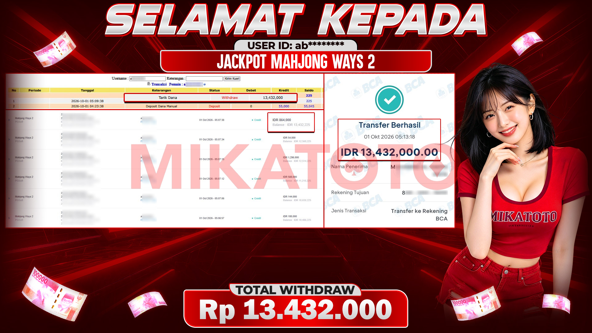 🏆 SELAMAT KEPADA PEMENANG JACKPOT DI Mahjong Ways 2 - PGSoft 13,432,000 🏆