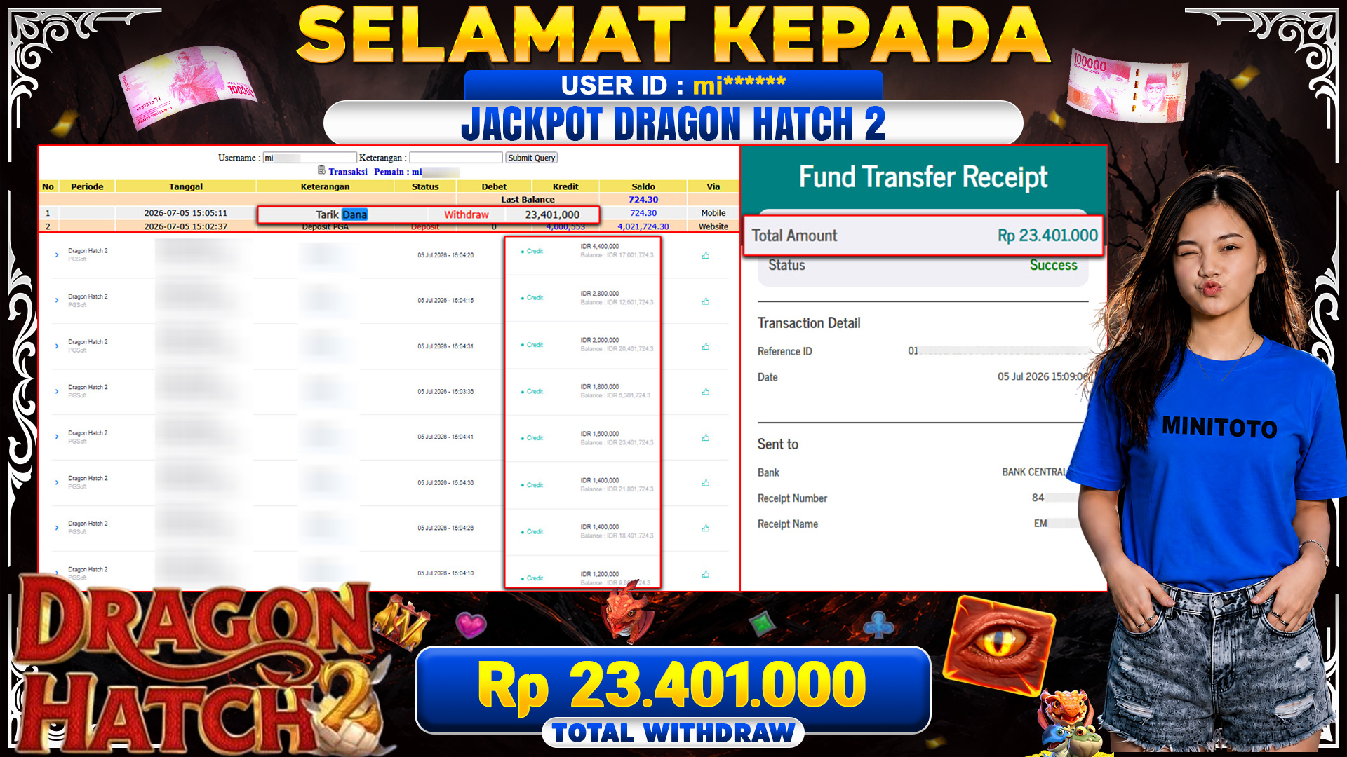 BUKTI JACKPOT DRAGON HATCH 2 - PG SOFT