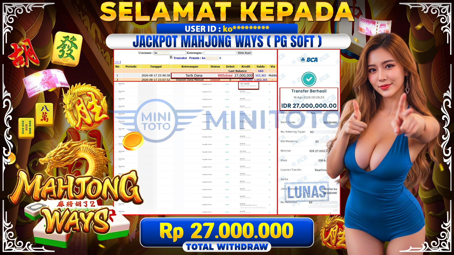 BUKTI JACKPOT MAHJONG WAYS  - PG  SOFT
