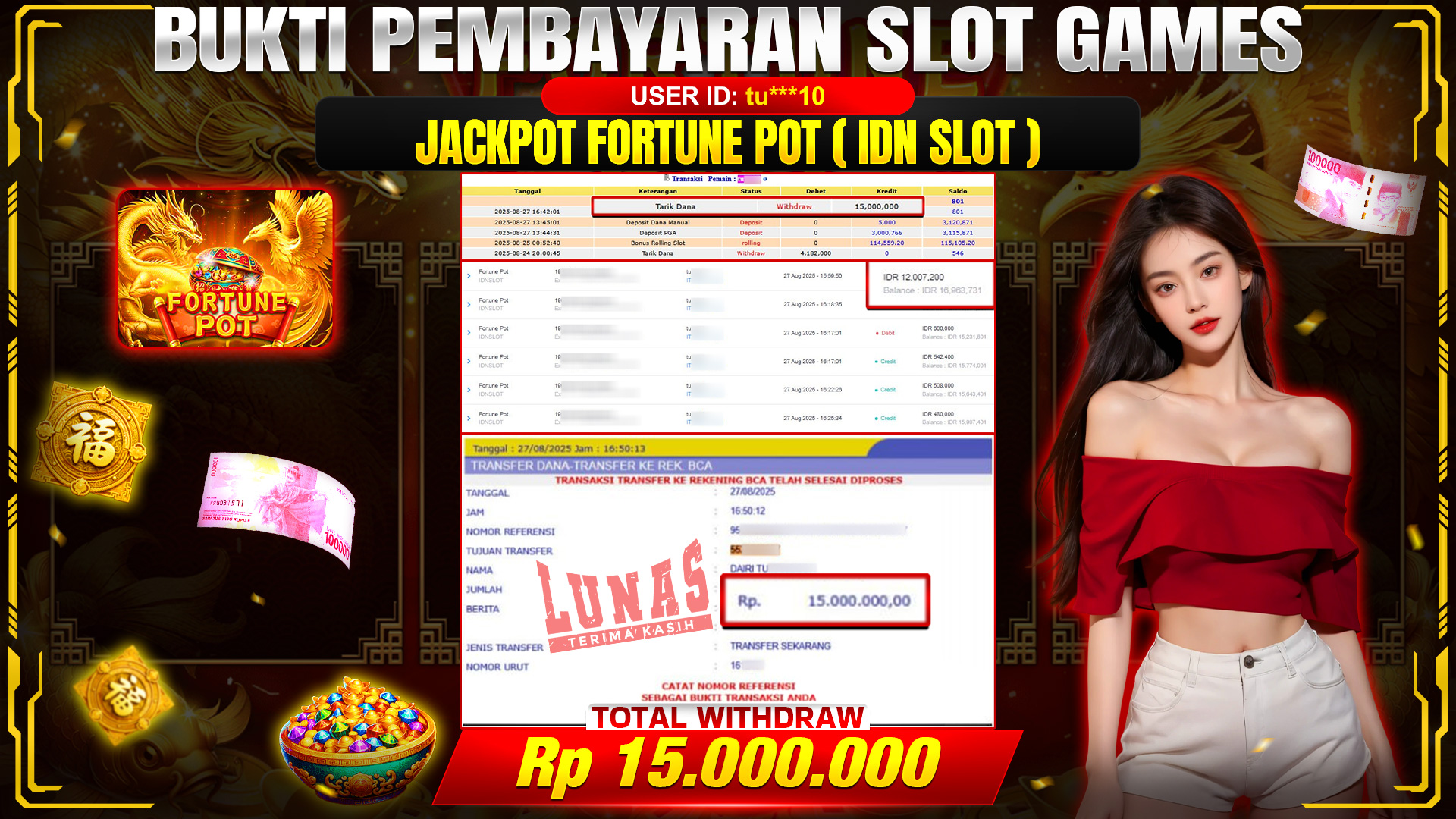 🎉 TOTO80 – JACKPOT FORTUNE POT (IDN SLOT) =RP.15,000,000,- TELAH DIBAYARKAN! 🎉