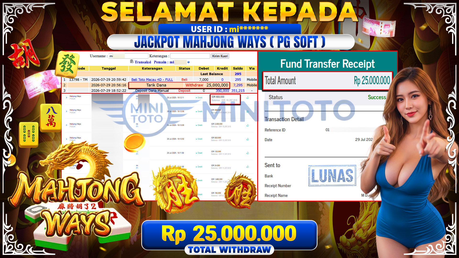 BUKTI JACKPOT MAHJONG WAYS   - PG SOFT