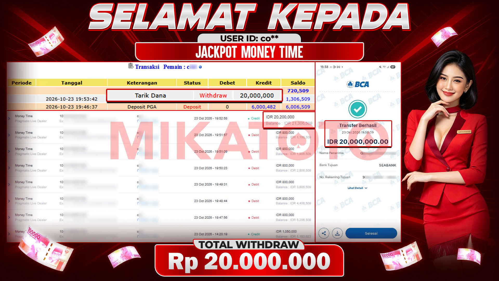 🏆 SELAMAT KEPADA PEMENANG JACKPOT DI Money Time Pragmatic Live Dealer 20,000,000🏆