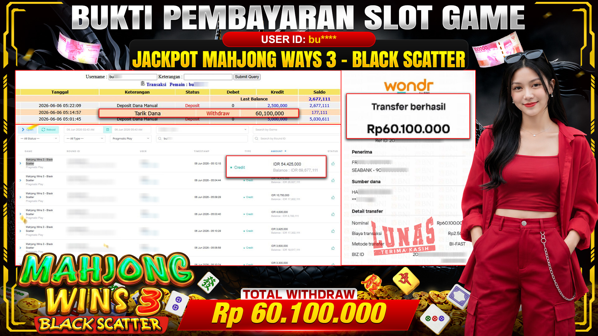 💰🎉 TOTO80 – JACKPOT SLOT MAHJONG WINS 3 - BLACK SCATTER RP. 60,100,000,- TELAH DIBAYARKAN!💰🎉