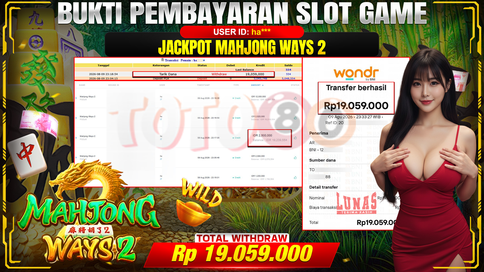 💰🎉 TOTO80 – JACKPOT SLOT MAHJONG  WAYS 2 RP. 19,059,000,-  TELAH DIBAYARKAN!💰🎉