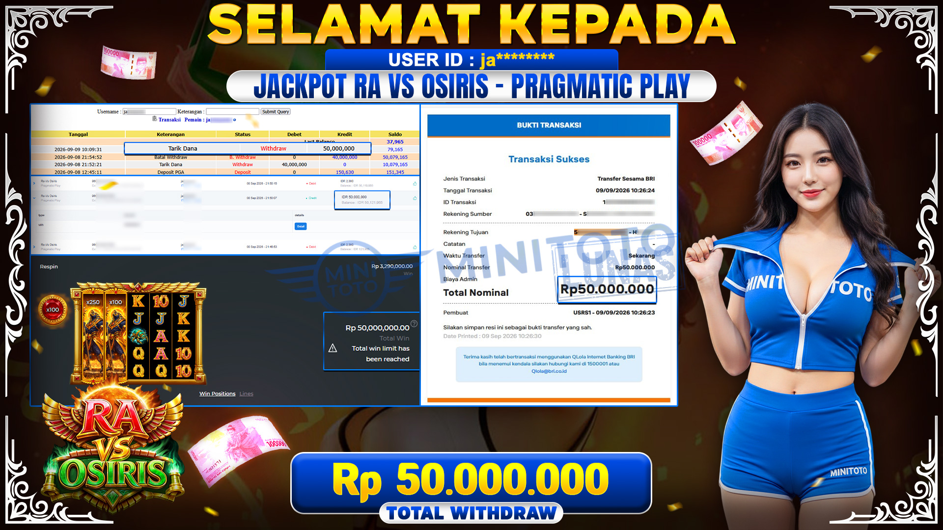 BUKTI JACKPOT GAME : Ra Vs Osiris - Pragmatic Play