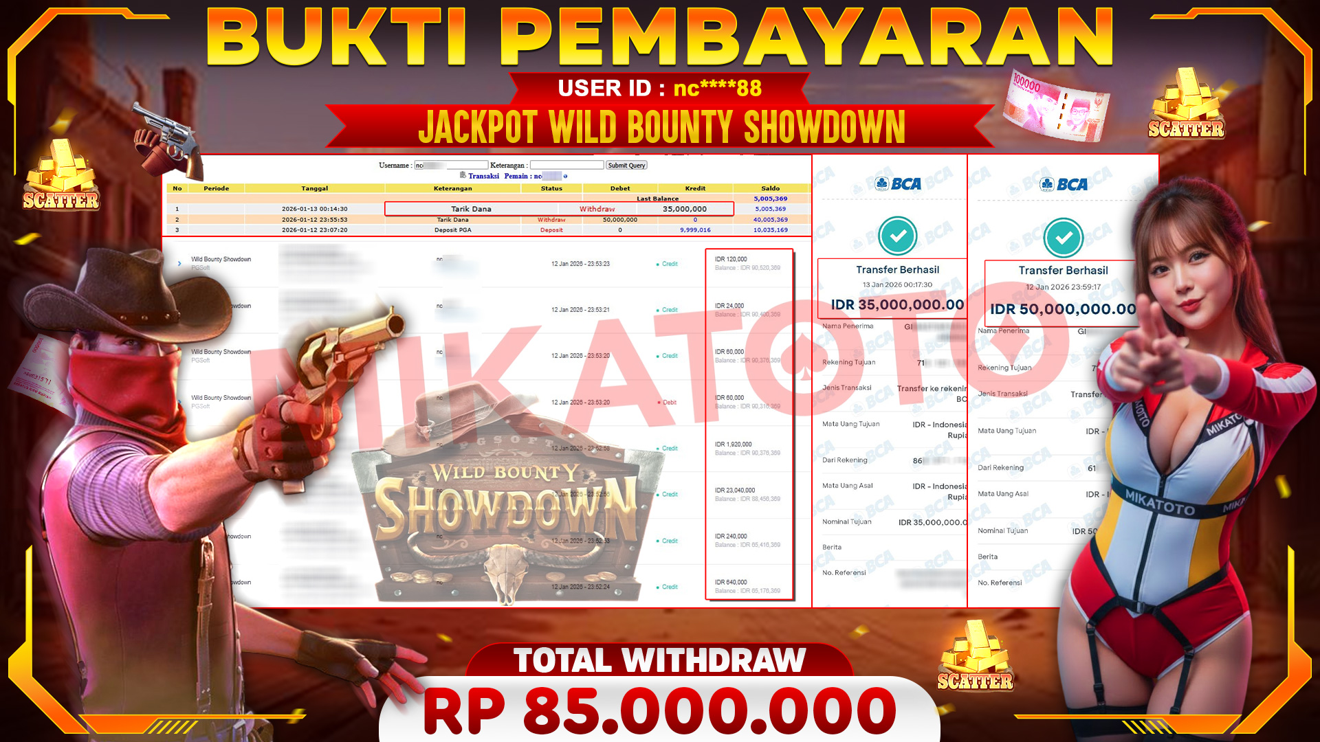 🏆 SELAMAT KEPADA PEMENANG JACKPOT DI Wild Bounty Showdown - PGSoft 85,000,000🏆