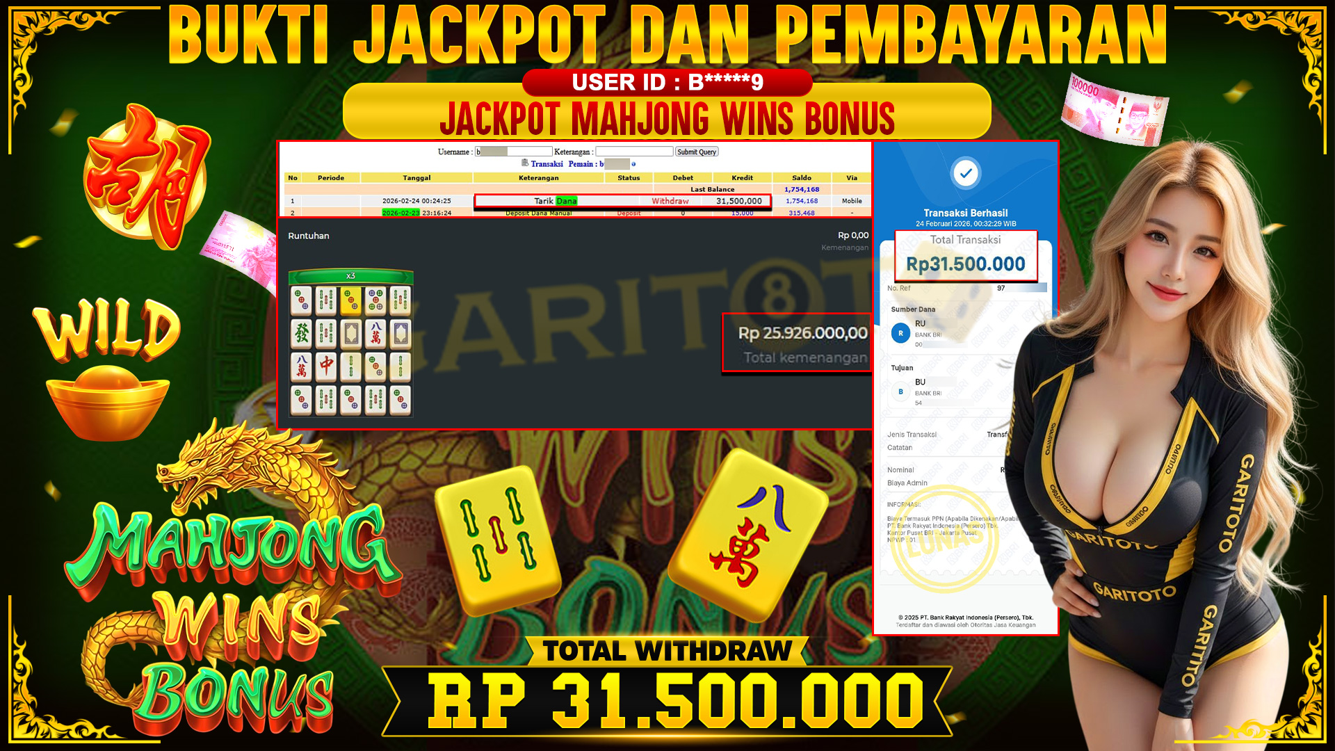 JACKPOUT MAHJONG WAYS BONUS