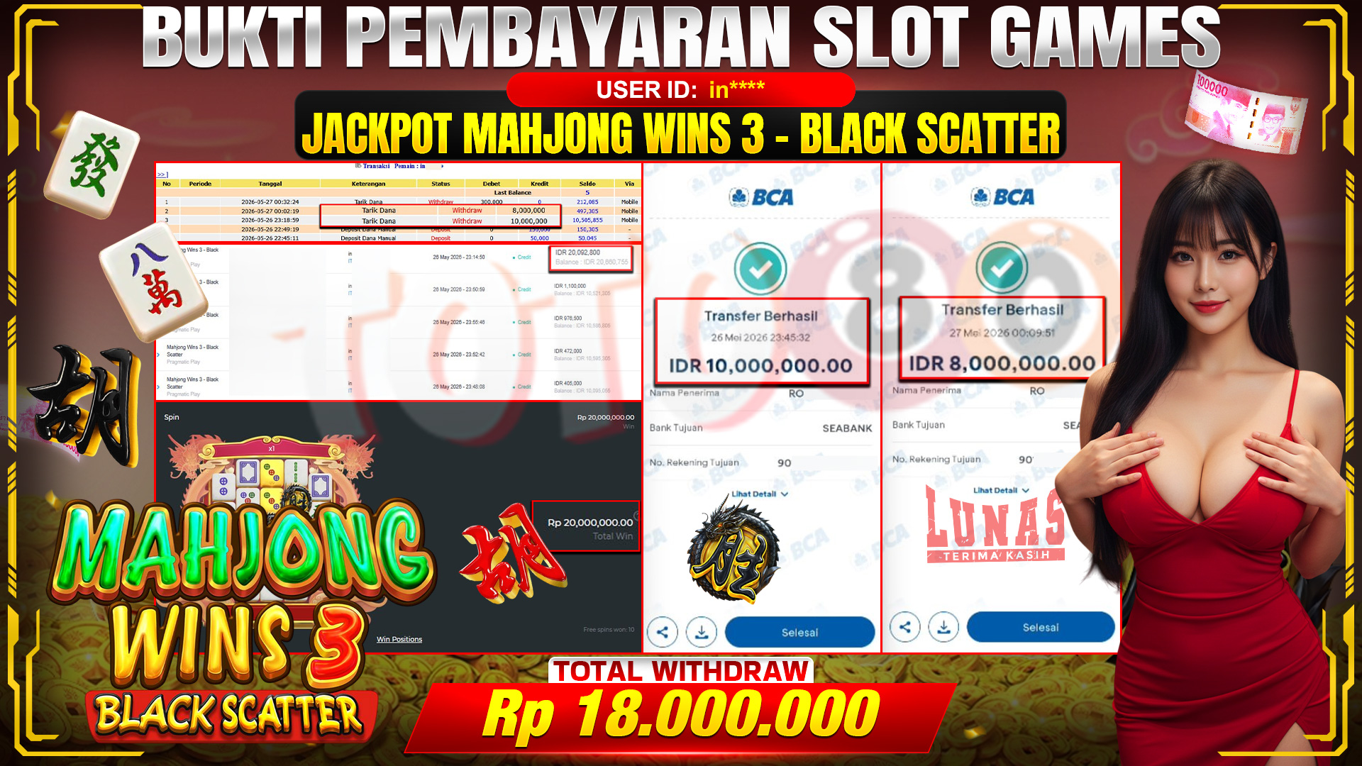 💰🎉 TOTO80 – JACKPOT SLOT MAHJONG WINS 3 - BLACK SCATTER RP. 18,000,000,- TELAH DIBAYARKAN!💰🎉