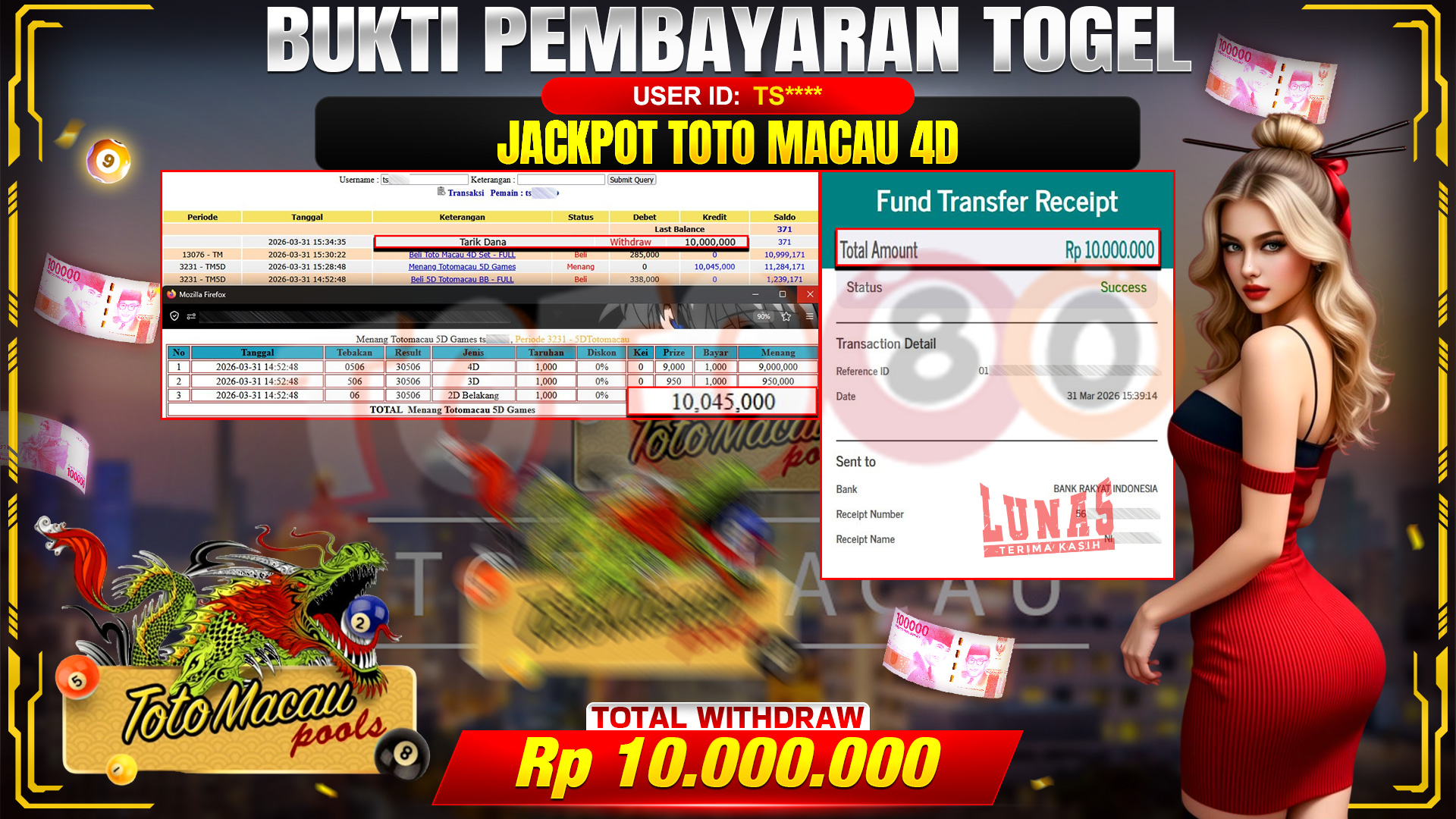 💰🎉 TOTO80 – JACKPOT TOGEL 4D TOTO MACAU  RP. 10,000,000,- TELAH DIBAYARKAN!💰🎉