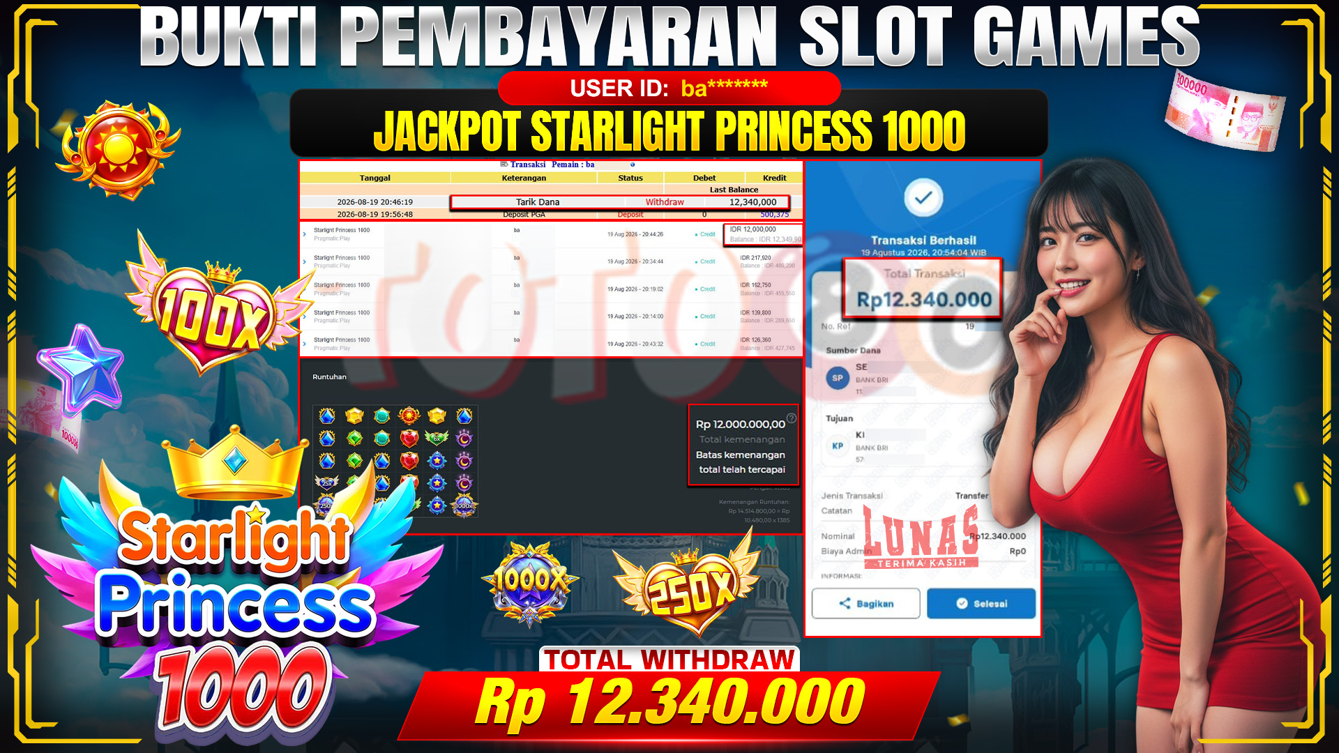 💰🎉 TOTO80 – JACKPOT SLOT STARLIGHT PRINCES 1000 RP. 12,340,000,-  TELAH DIBAYARKAN! 💰🎉