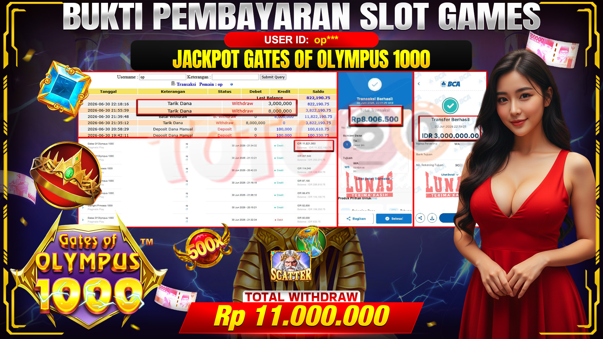💰🎉 TOTO80 – JACKPOT SLOT GATES OF OLYMPUS 1000  RP. 11,000,000,- TELAH DIBAYARKAN!💰🎉