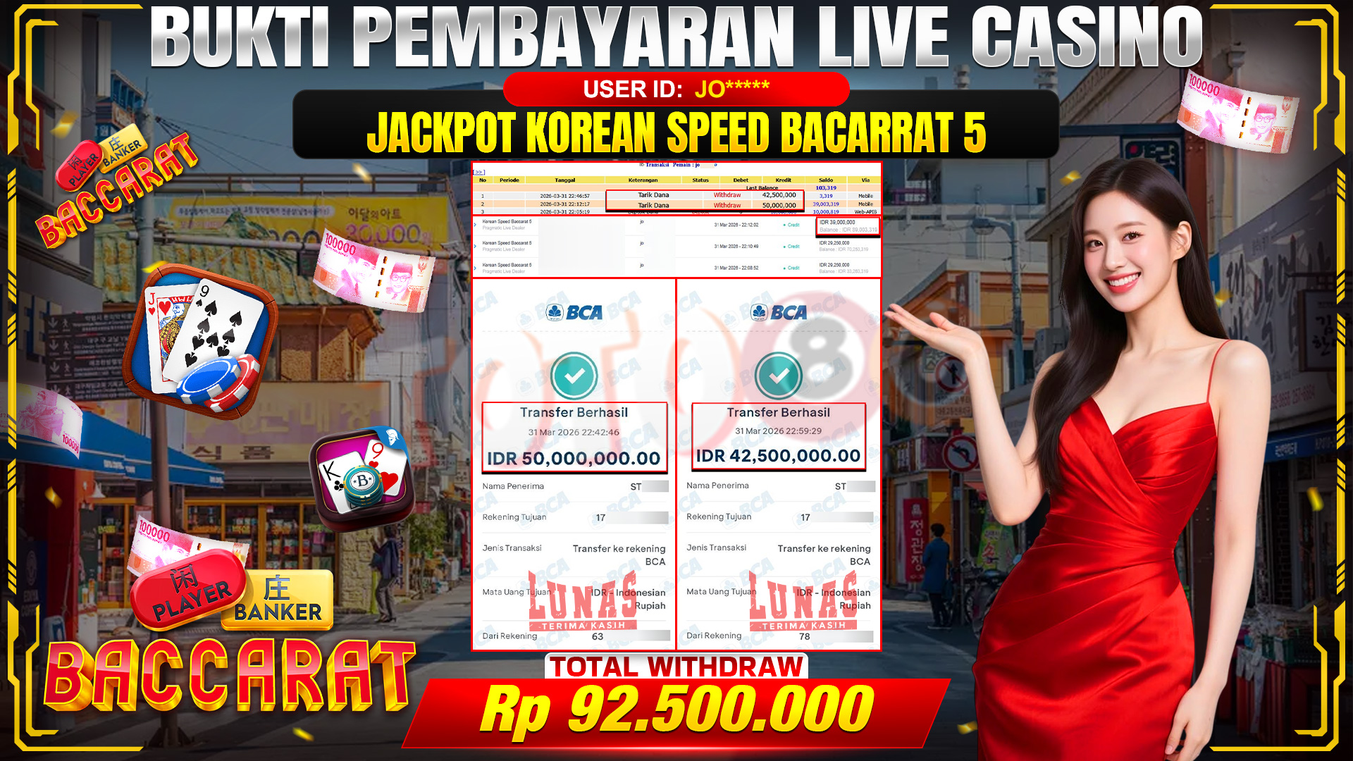 💰🎉 TOTO80 – JACKPOT KOREAN  SPEED BACCARAT 5  RP. 92,500,000,- TELAH DIBAYARKAN!💰🎉