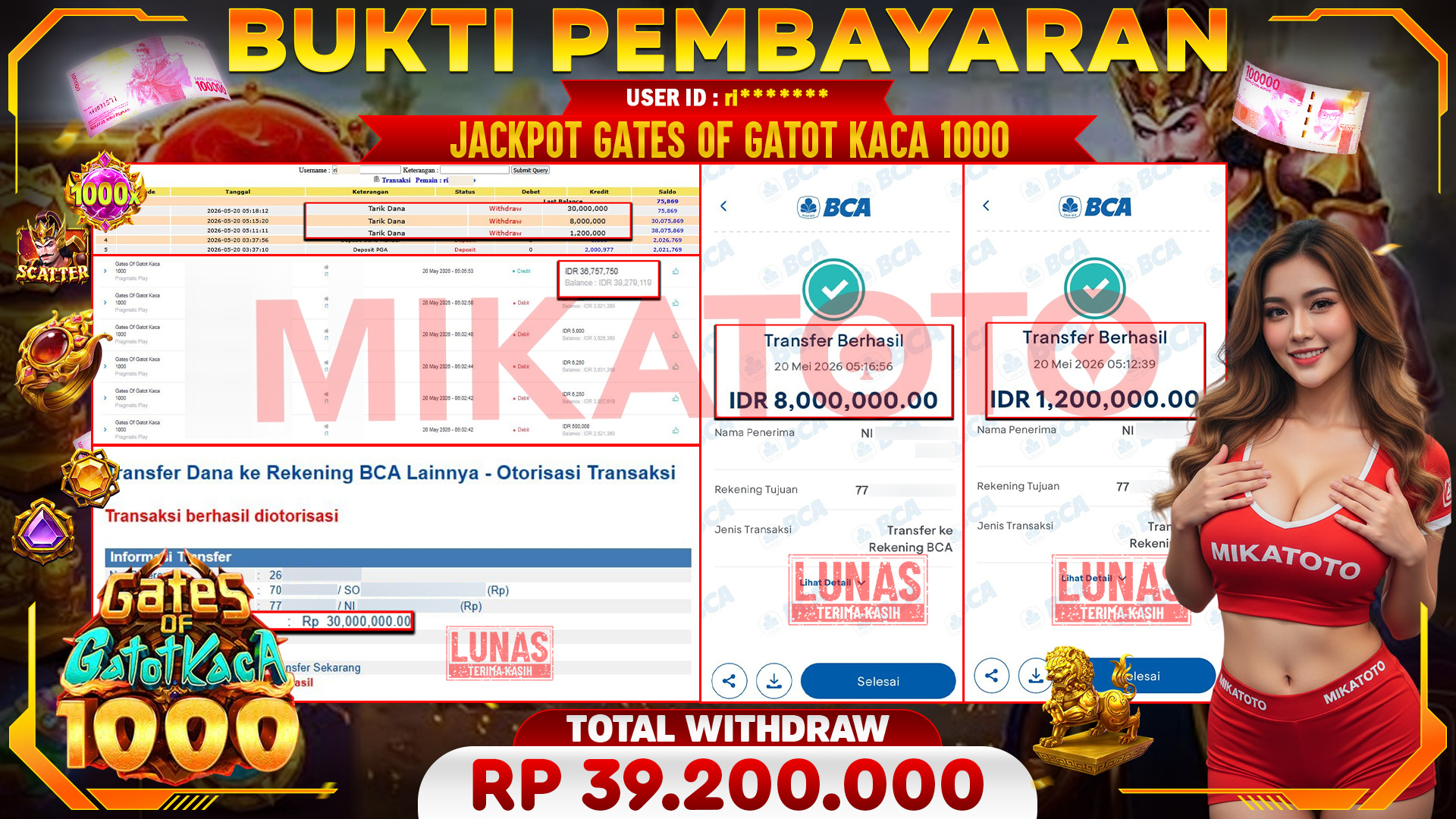 🏆 SELAMAT KEPADA PEMENANG JACKPOT DI Gates Of Gatot Kaca 1000 - Pragmatic Play 39,200,000🏆