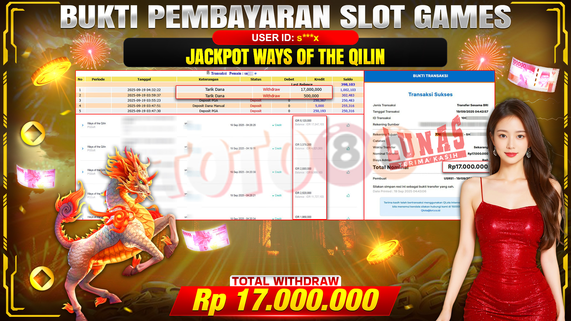 🎉 TOTO80 – JACKPOT WAYS OF THE QILIN RP.17,000,000,- TELAH DIBAYARKAN! 🎉