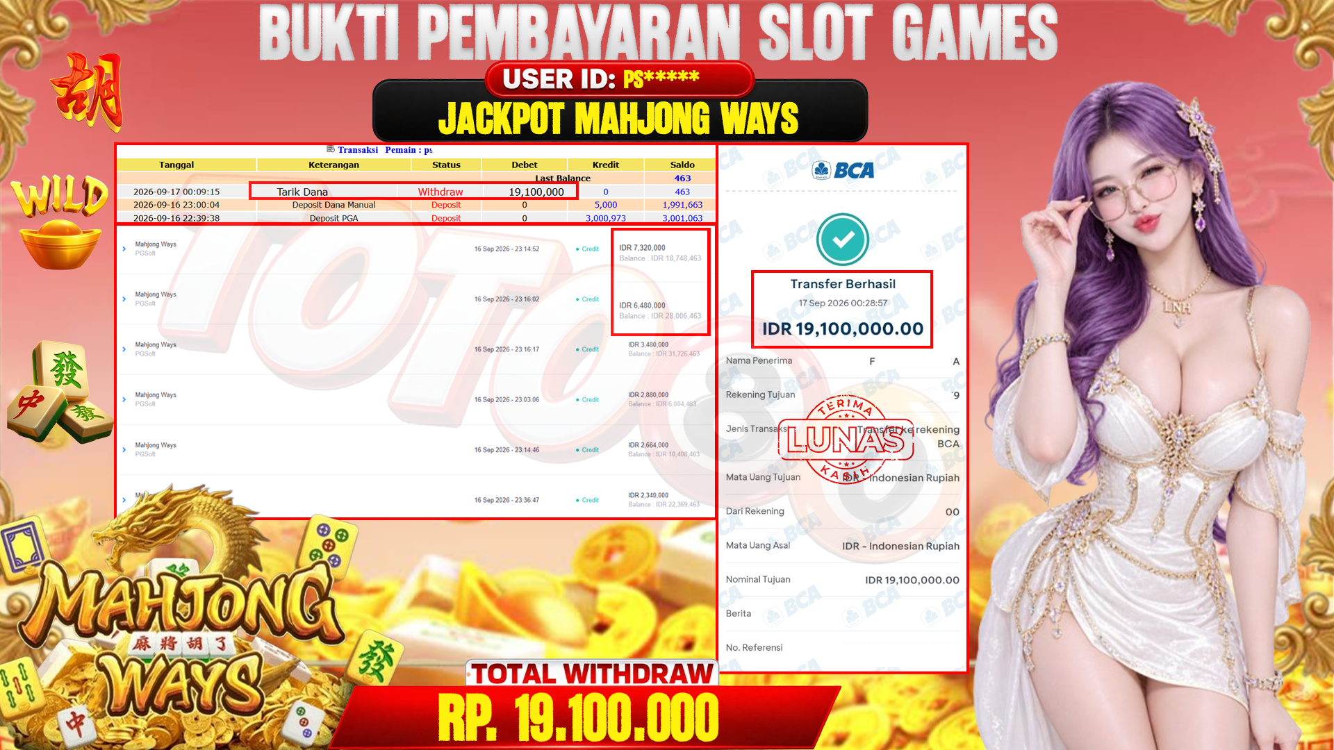 💰🎉 TOTO80 – JACKPOT SLOT MAHJONG  WAYS RP. 19,100,000,-  TELAH DIBAYARKAN!💰🎉