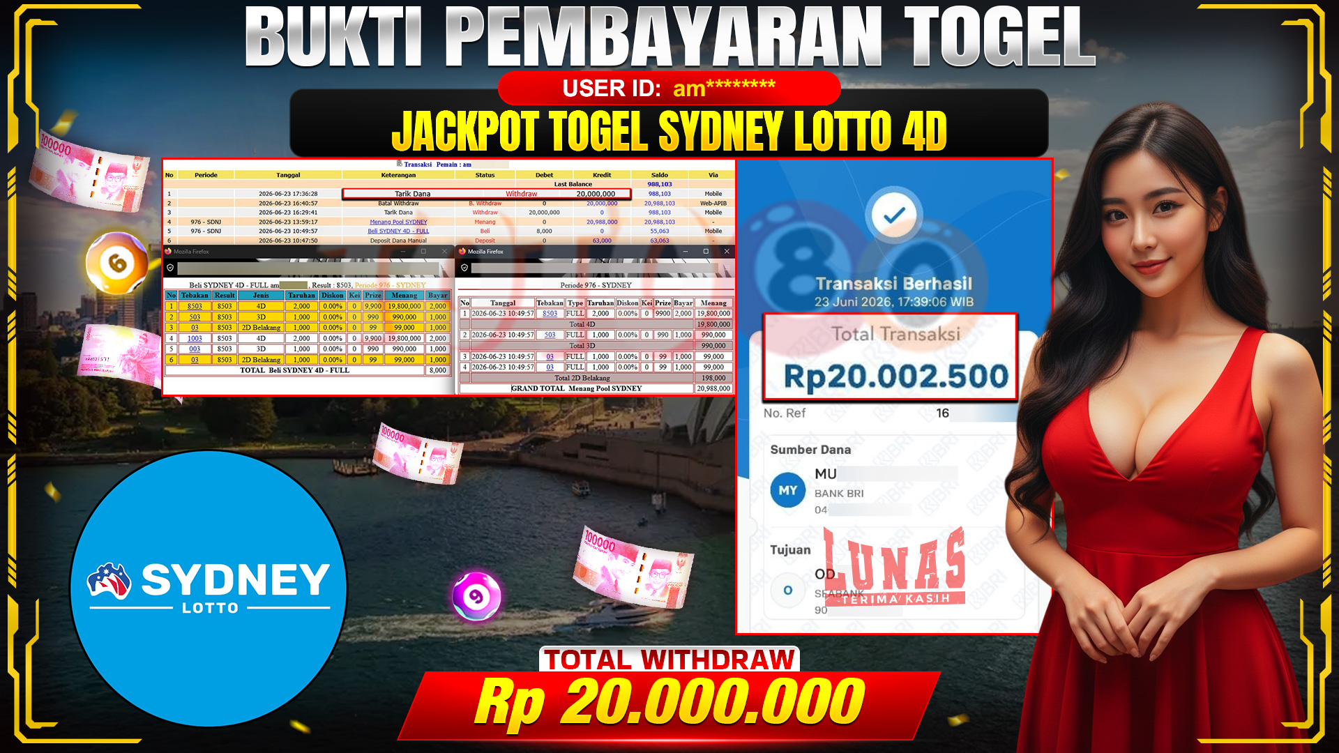 💰🎉 TOTO80 – JACKPOT TOGEL SYDNEY LOTTO RP. 20,000,000,- TELAH DIBAYARKAN! 💰🎉