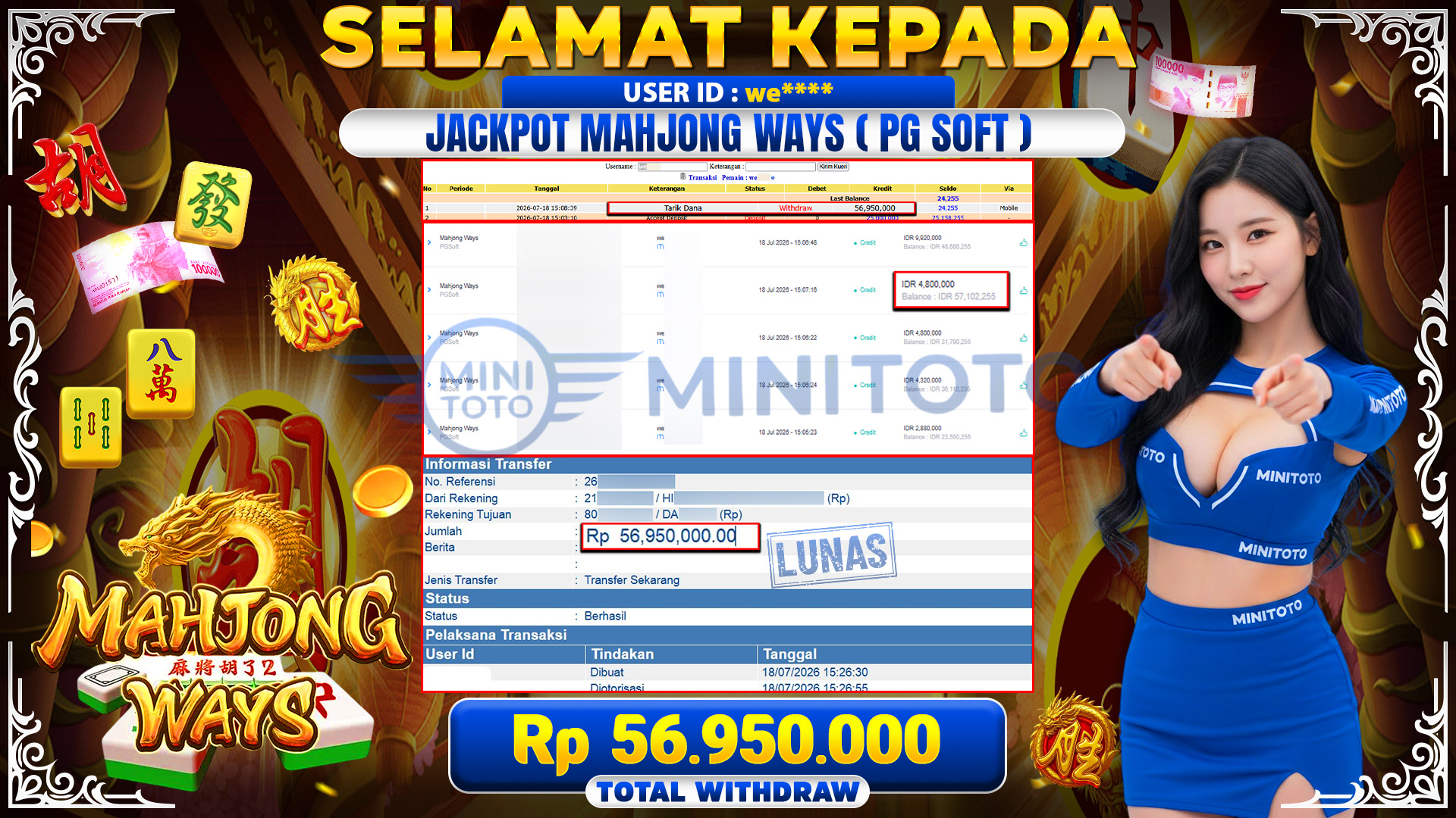 BUKTI JACKPOT MAHJONG WAYS  - PG SOFT