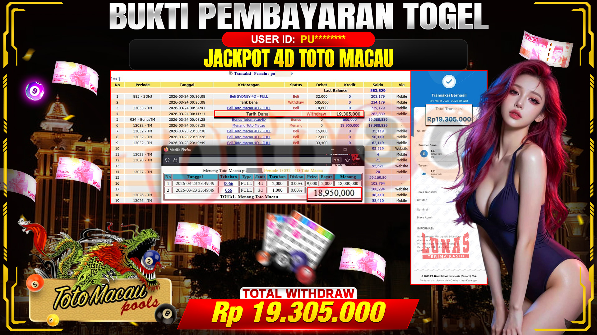 💰🎉TOTO80 – JACKPOT TOGEL 4D TOTOMACAU  RP. 19,305,000,- TELAH DIBAYARKAN! 💰🎉