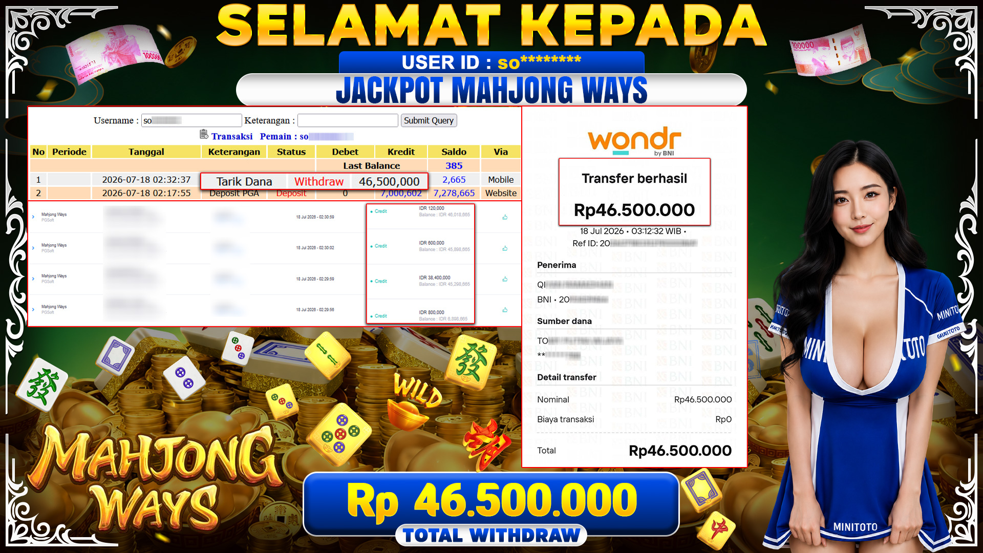 BUKTI JACKPOT MAHJONG WAYS  - PG SOFT