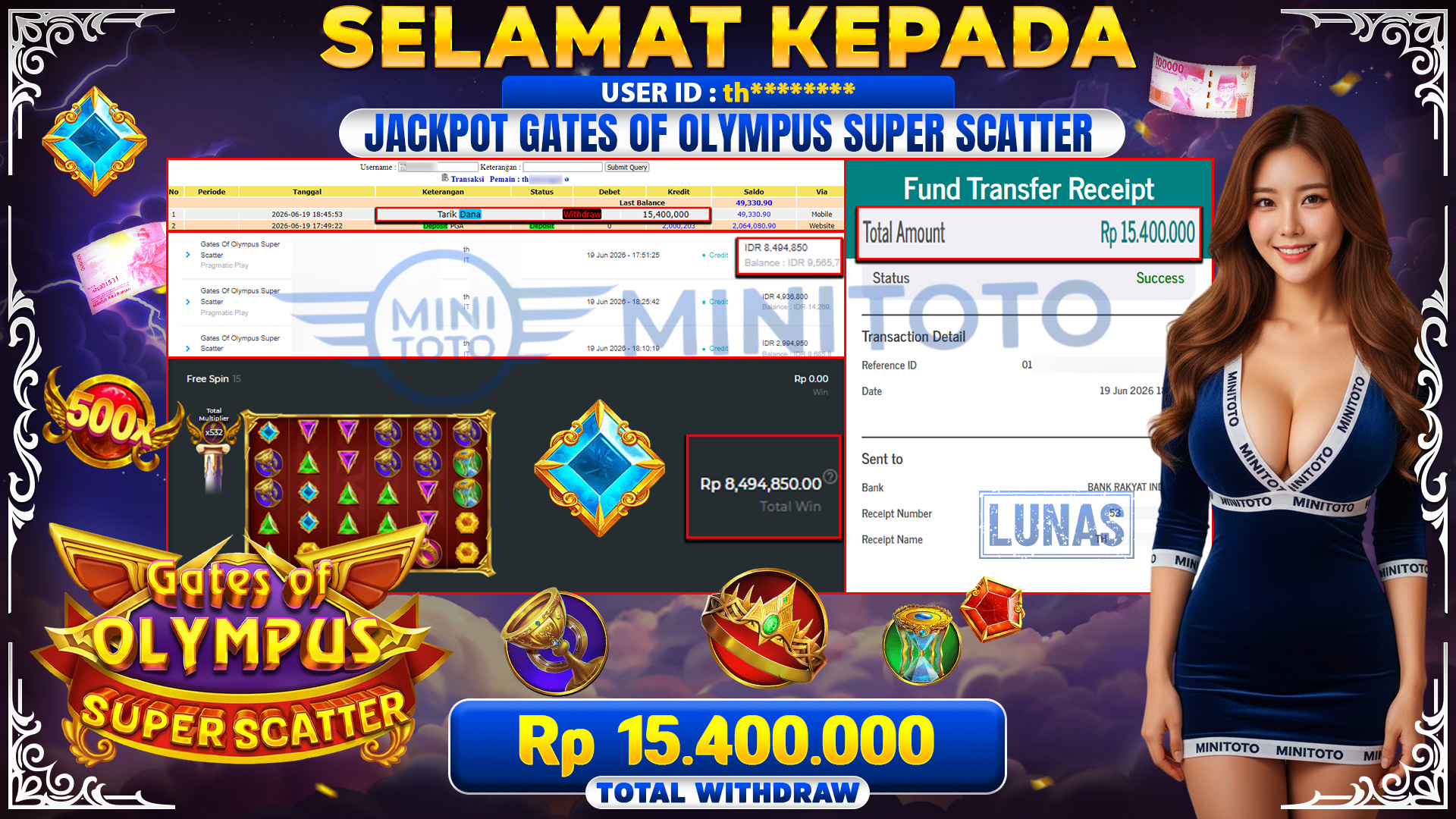 BUKTI JACKPOT GATES OF OLYMPUS SUPER SCATTER - PRAGMATIC PLAY