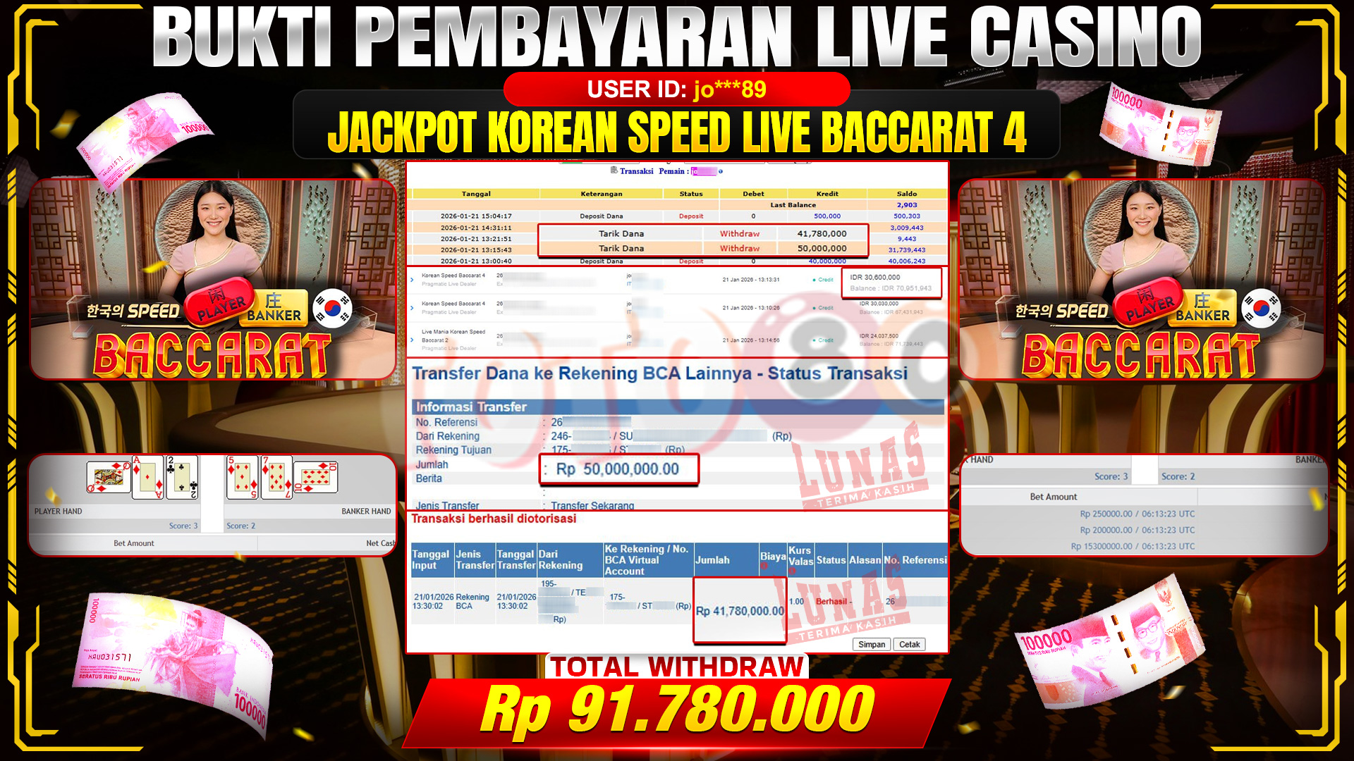 🎉 TOTO80 – JACKPOT LIVE MANIA KOREAN SPEED BACCARAT 4 RP. 91,780,000,- TELAH DIBAYARKAN! 🎉