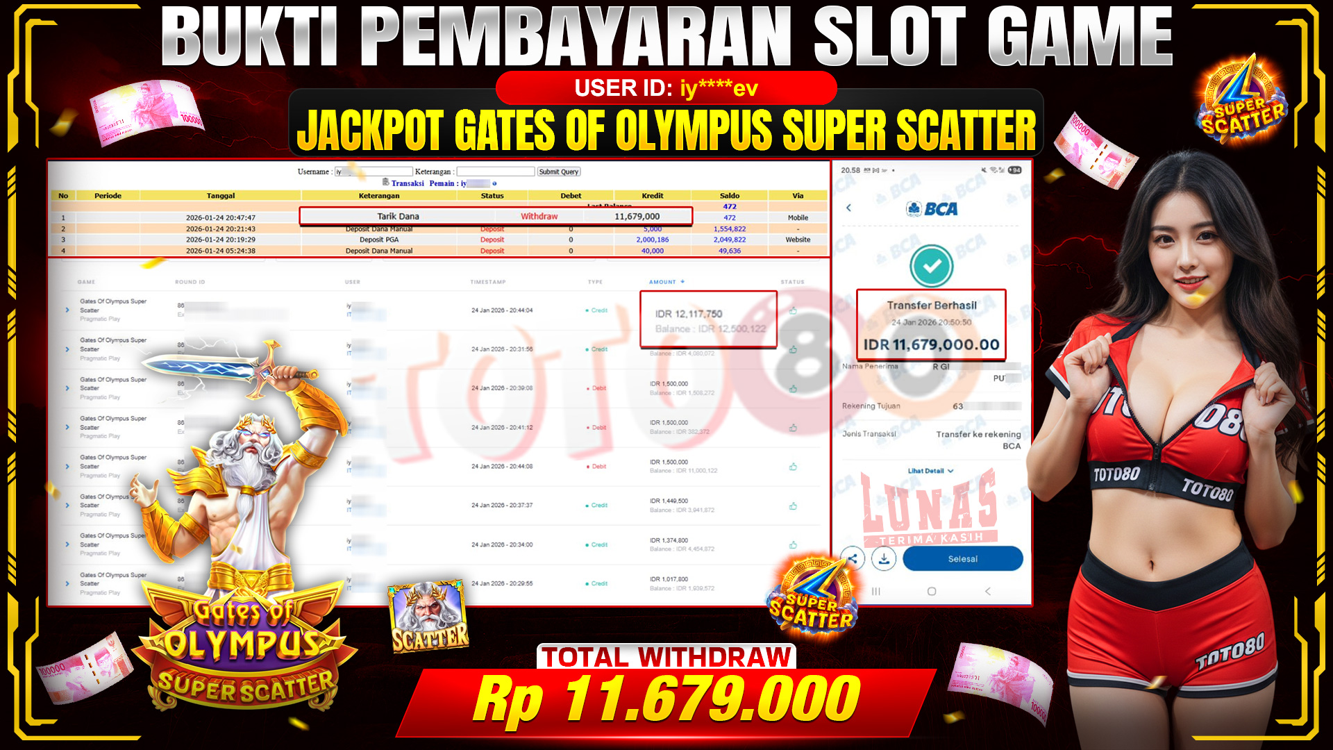 🎉 TOTO80 – JACKPOT SLOT GATES OF OLYMPUS SUPER SCATTER RP. 11,679,000,- TELAH DIBAYARKAN! 🎉