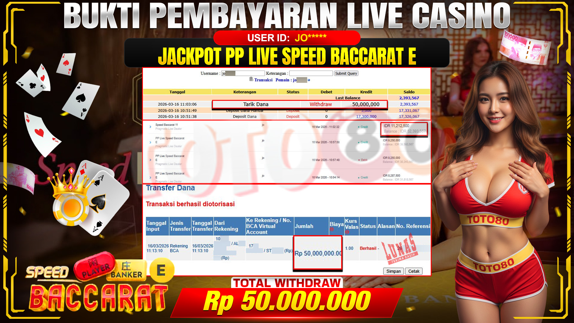 🎉💰 TOTO80 – JACKPOT KOREAN SPEED BACCARAT 4 . 50,000,000,- TELAH DIBAYARKAN! 🎉💰