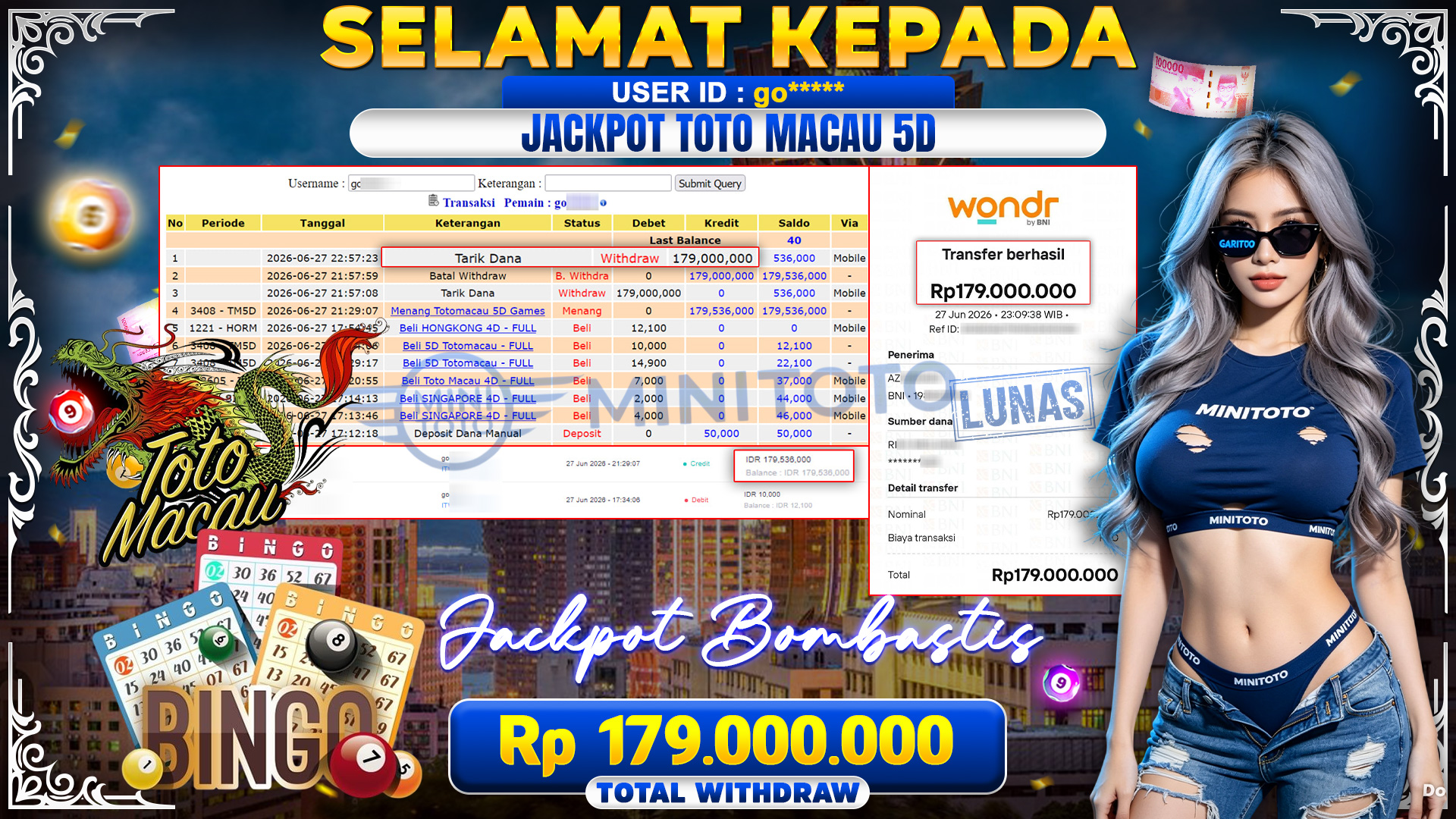 BUKTI JACKPOT TOTO MACAU 5D IDNLOTTO - TOGEL 