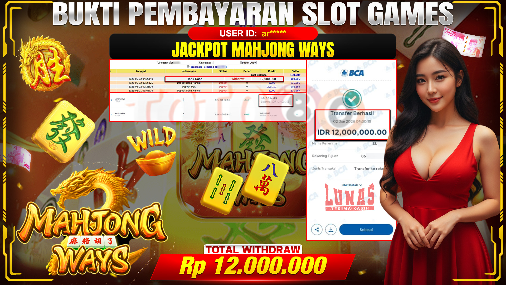 💰🎉 TOTO80 – JACKPOT SLOT MAHJONG  WAYS  RP. 12,000,000,-  TELAH DIBAYARKAN!💰🎉