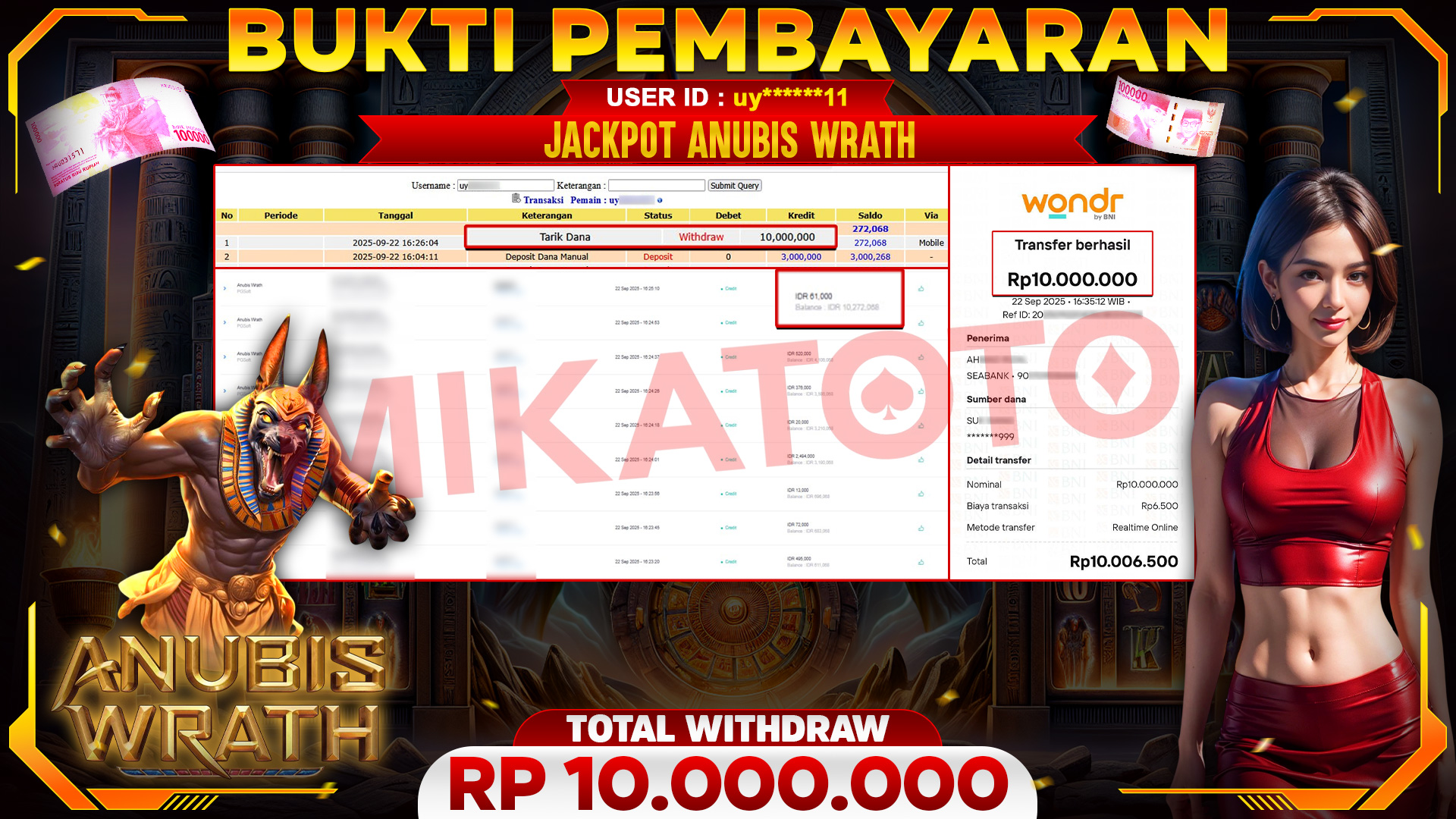 🏆 SELAMAT KEPADA PEMENANG JACKPOT DI Anubis Wrath - PGSoft 10,000,000🏆