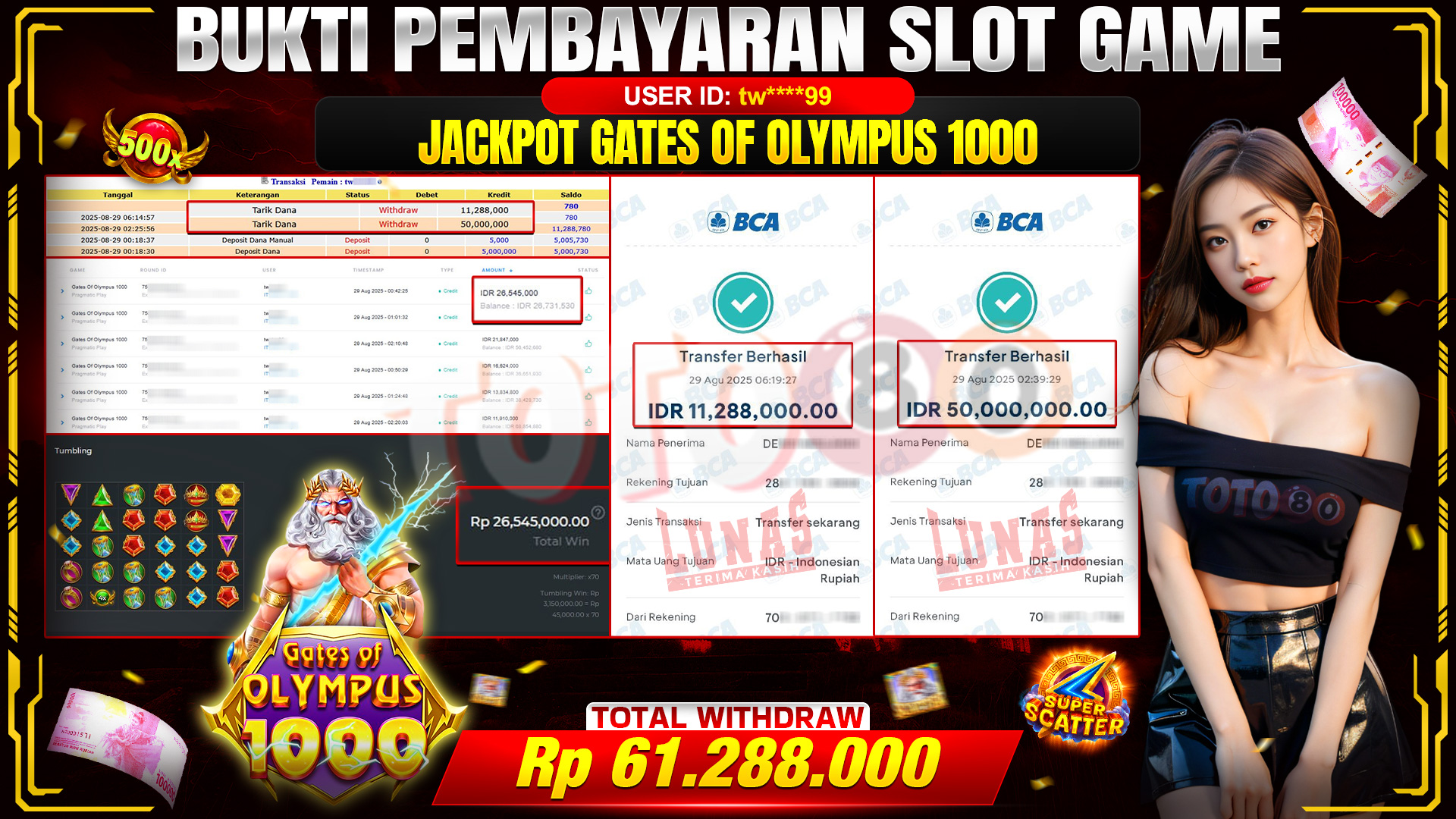 🎉 TOTO80 – JACKPOT GATES OF OLYMPUS =RP.61,288,000,- TELAH DIBAYARKAN! 🎉