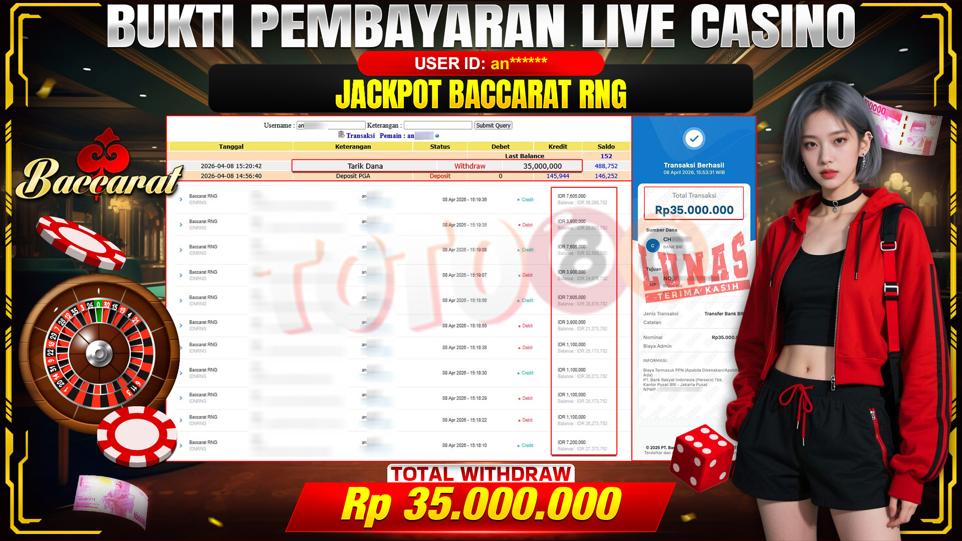 💰🎉 TOTO80 – JACKPOT  BACCARAT RNG  RP. 35,000,000,-  TELAH DIBAYARKAN!💰🎉