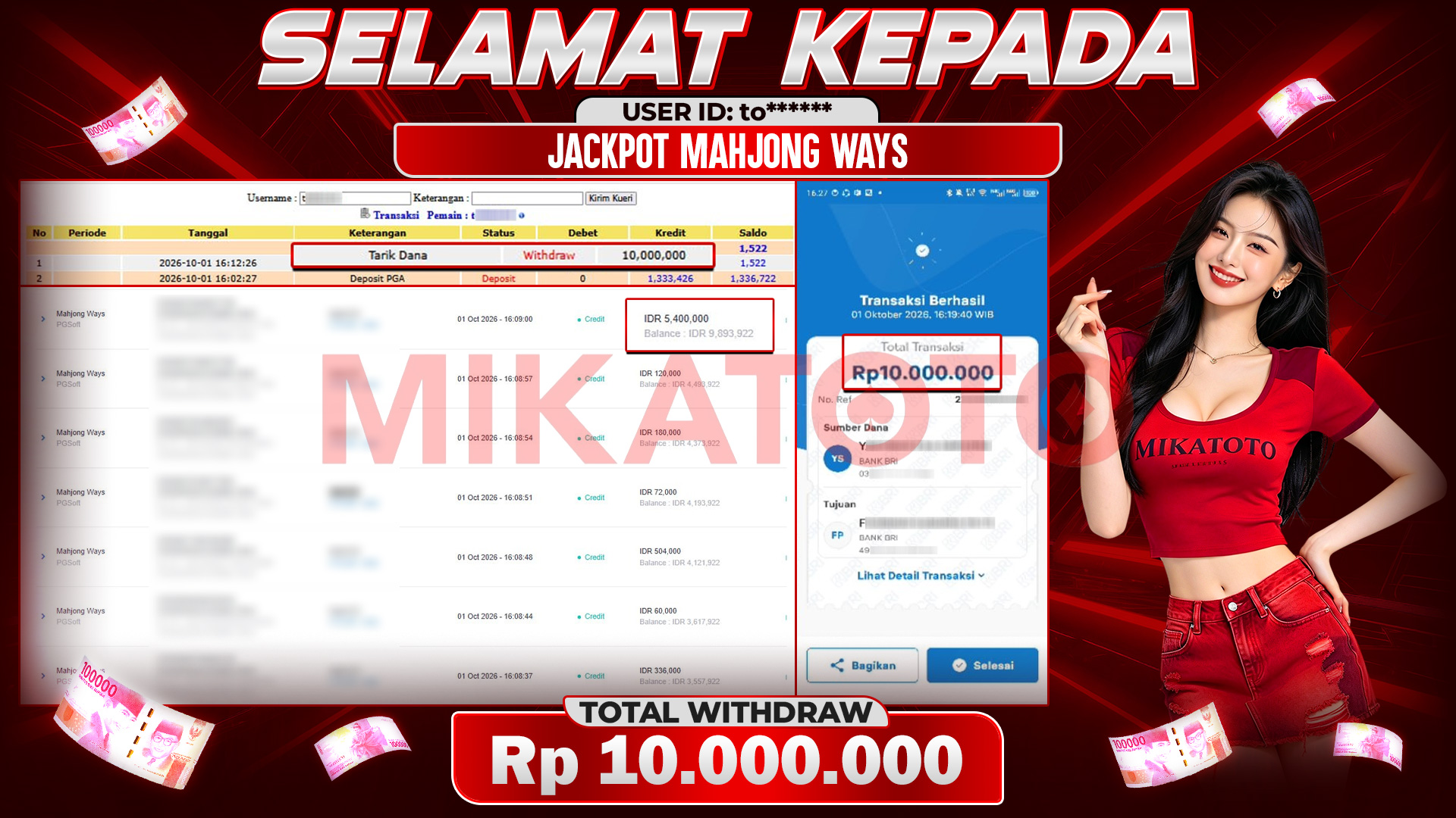 🏆 SELAMAT KEPADA PEMENANG JACKPOT DI Mahjong Ways - PGSoft 10.000.000 🏆