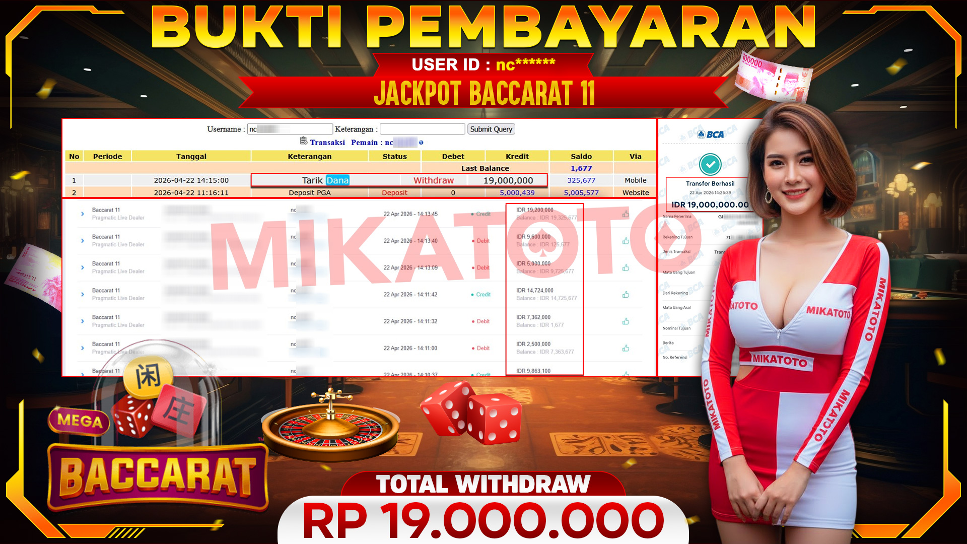 🏆 SELAMAT KEPADA PEMENANG JACKPOT DI Baccarat 11 - Pragmatic Live Dealer 19,000,000🏆