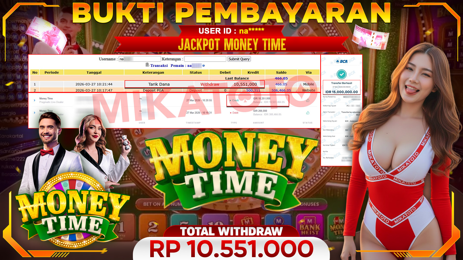 🏆 SELAMAT KEPADA PEMENANG JACKPOT DI Money Time - Pragmatic Live Dealer 10,551,000🏆