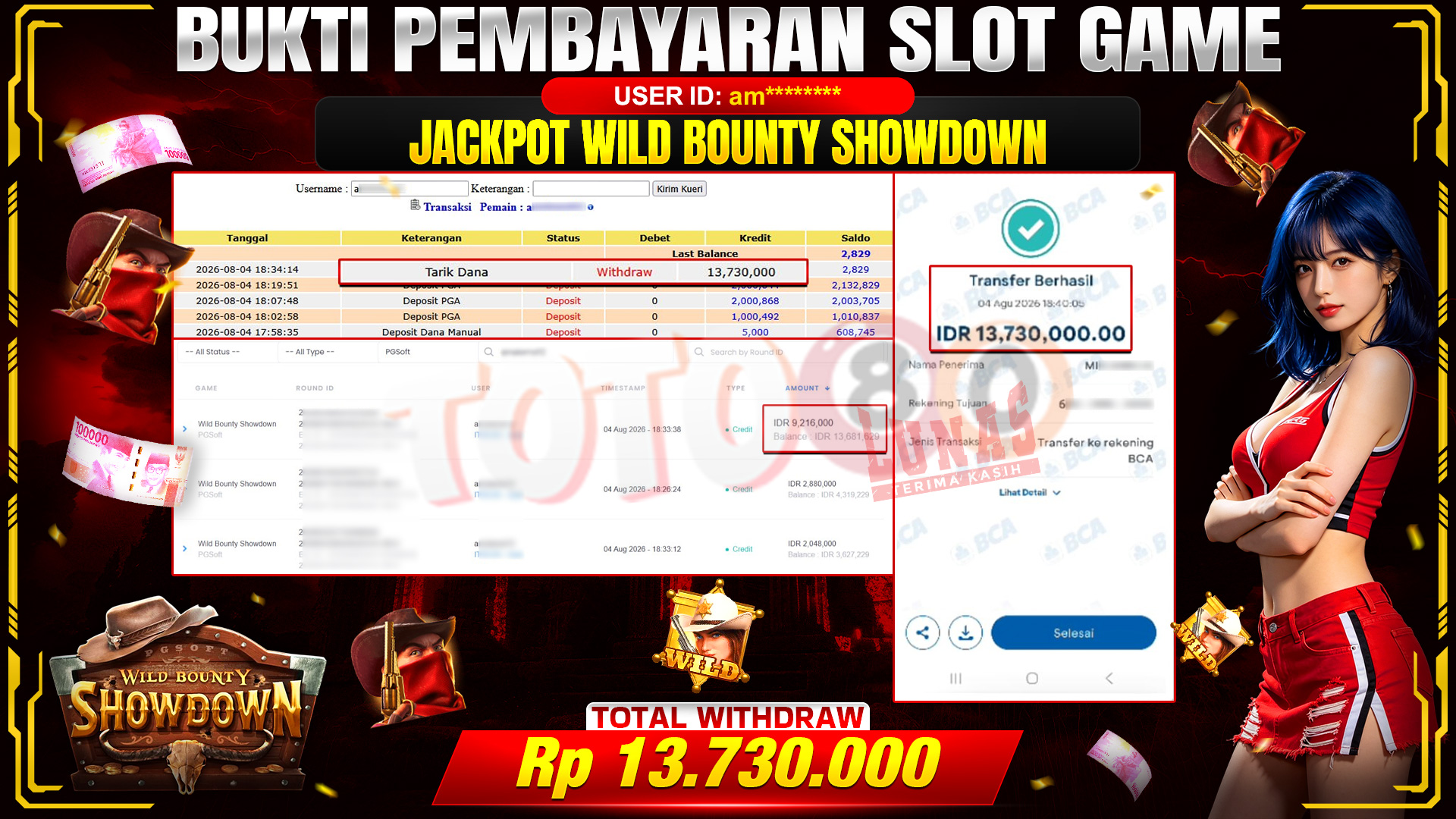 💰🎉 TOTO80 – JACKPOT SLOT WILD BOUNTY SHOWDOWN  RP. 13,730,000,- TELAH DIBAYARKAN!💰🎉