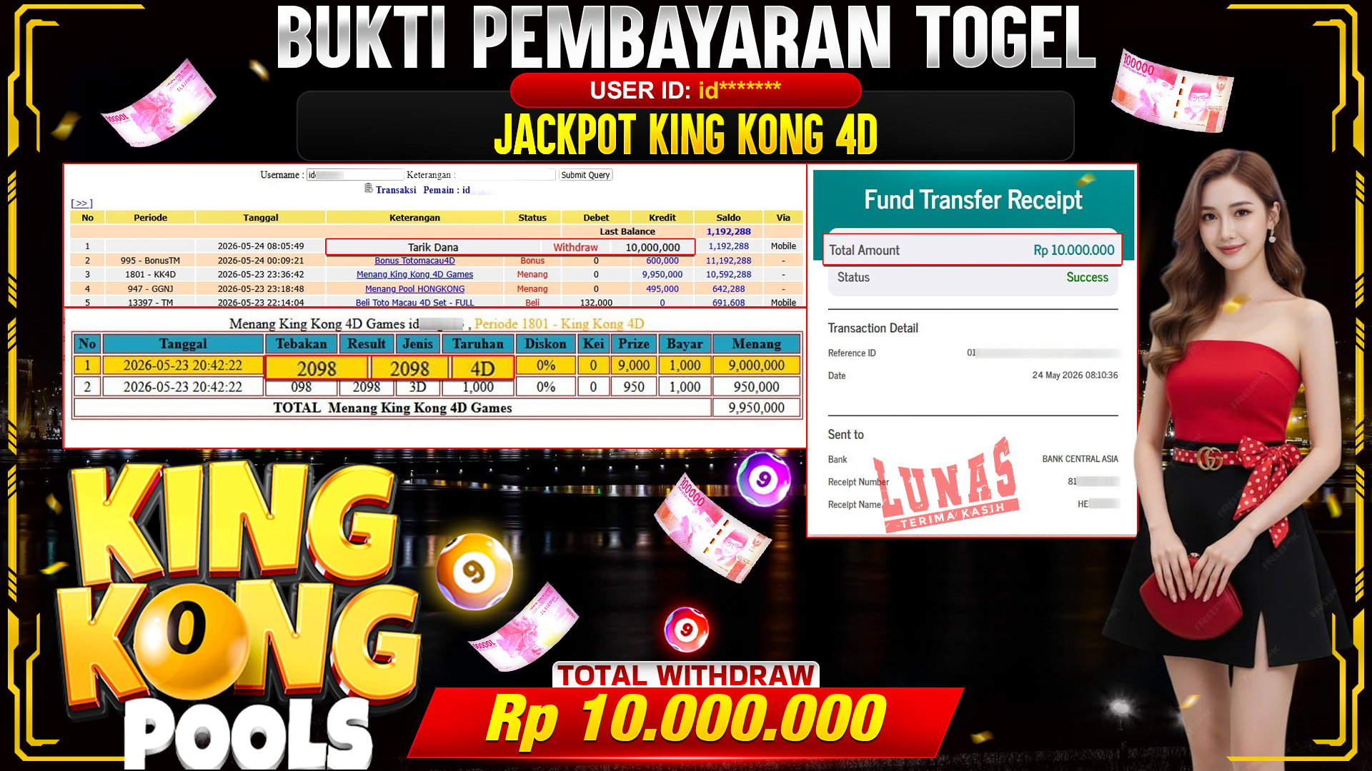 💰🎉 TOTO80 – JACKPOT TOGEL KINGKONG 4D RP. 10,000,000,- TELAH DIBAYARKAN!💰🎉