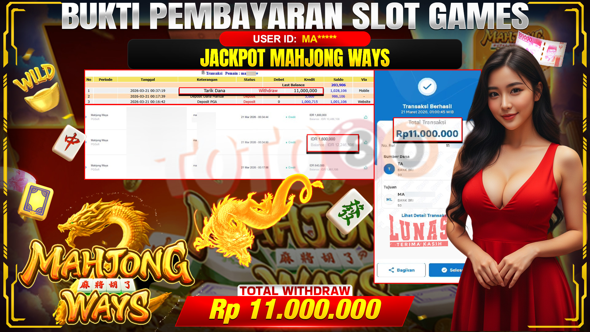 💰🎉 TOTO80 – JACKPOT SLOT MAHJONG WAYS RP.  11,000,000,- TELAH DIBAYARKAN!💰🎉
