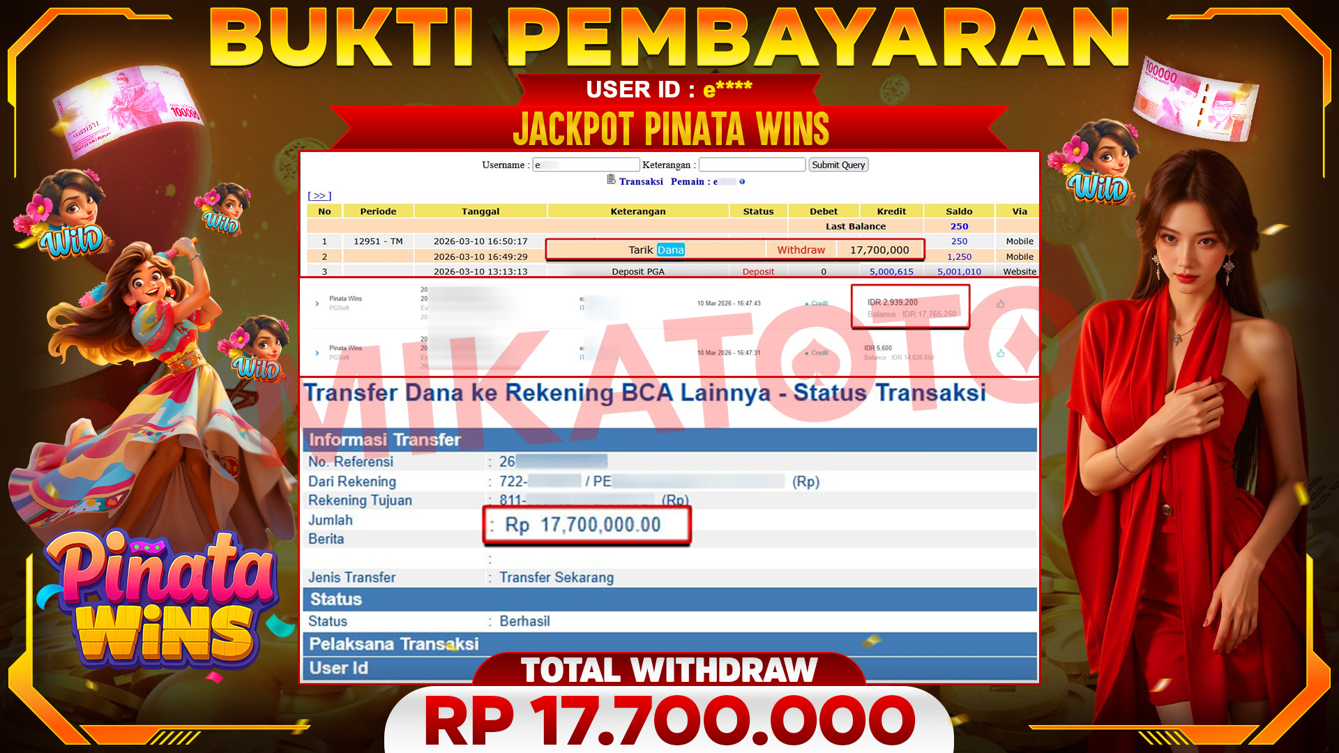 🏆 SELAMAT KEPADA PEMENANG JACKPOT DI Pinata Wins - PGSoft 17,700.000🏆