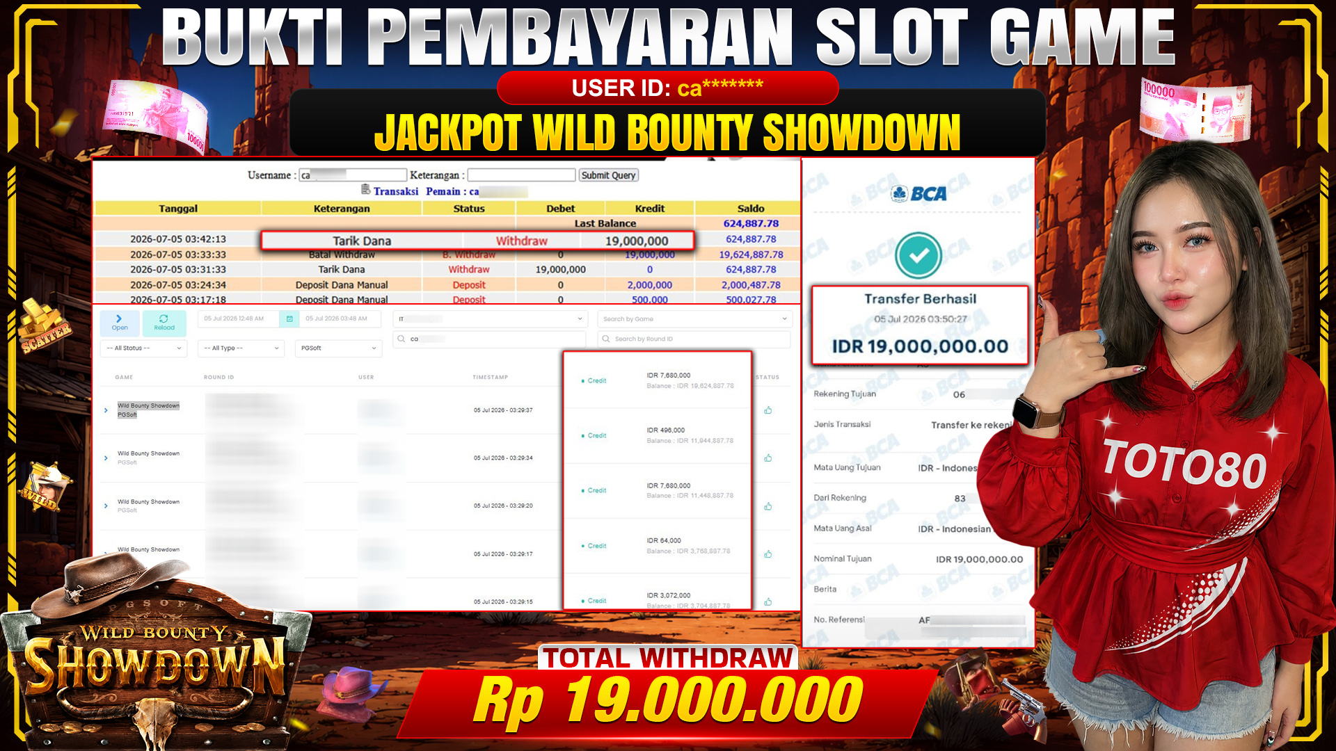 💰🎉 TOTO80 – JACKPOT SLOT WILD BOUNTY SHOWDOWN  RP. 19.000.000,- TELAH DIBAYARKAN!💰🎉